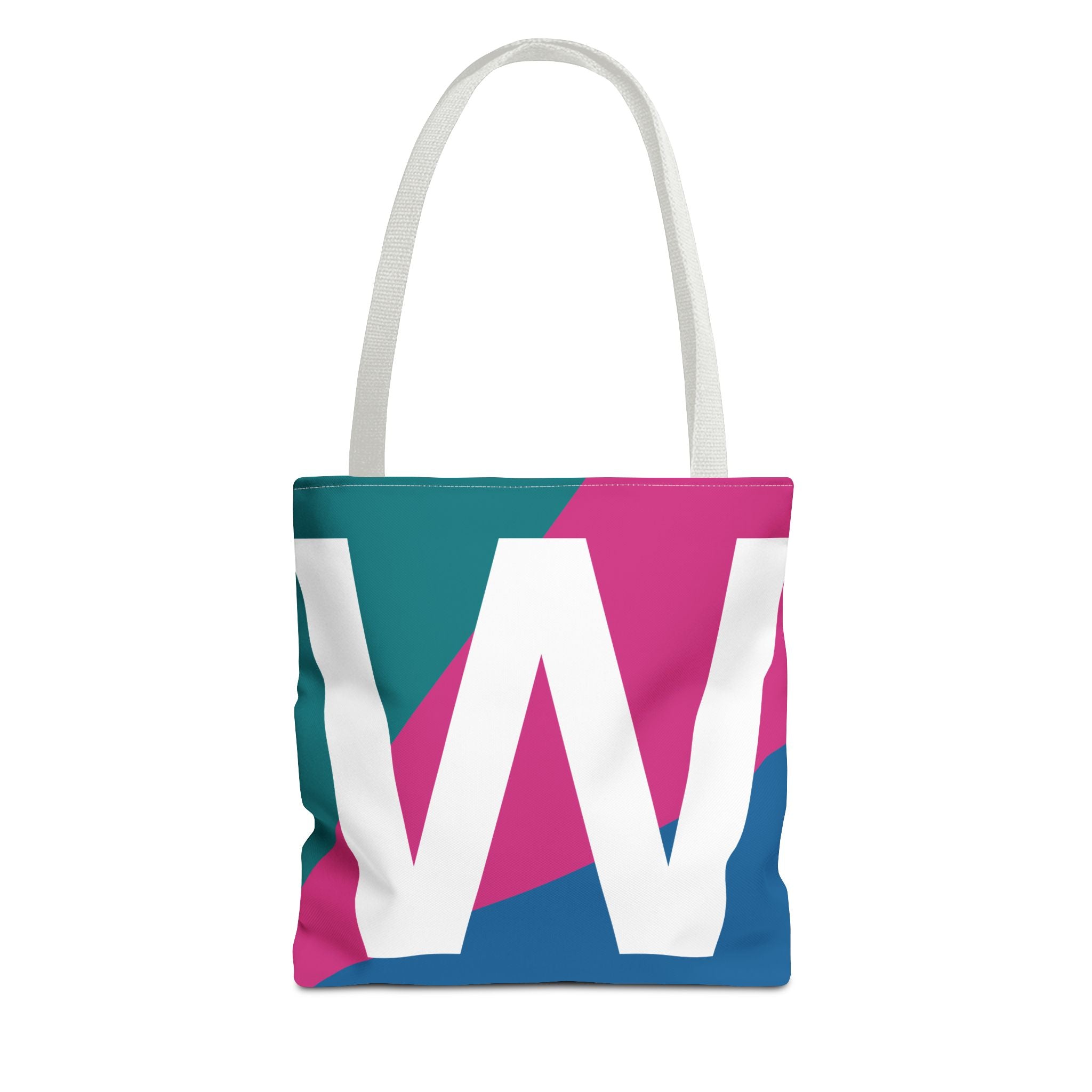 Monogram 'W' Colorblock Tote Bag — Personalized Initial W Shoulder Tote