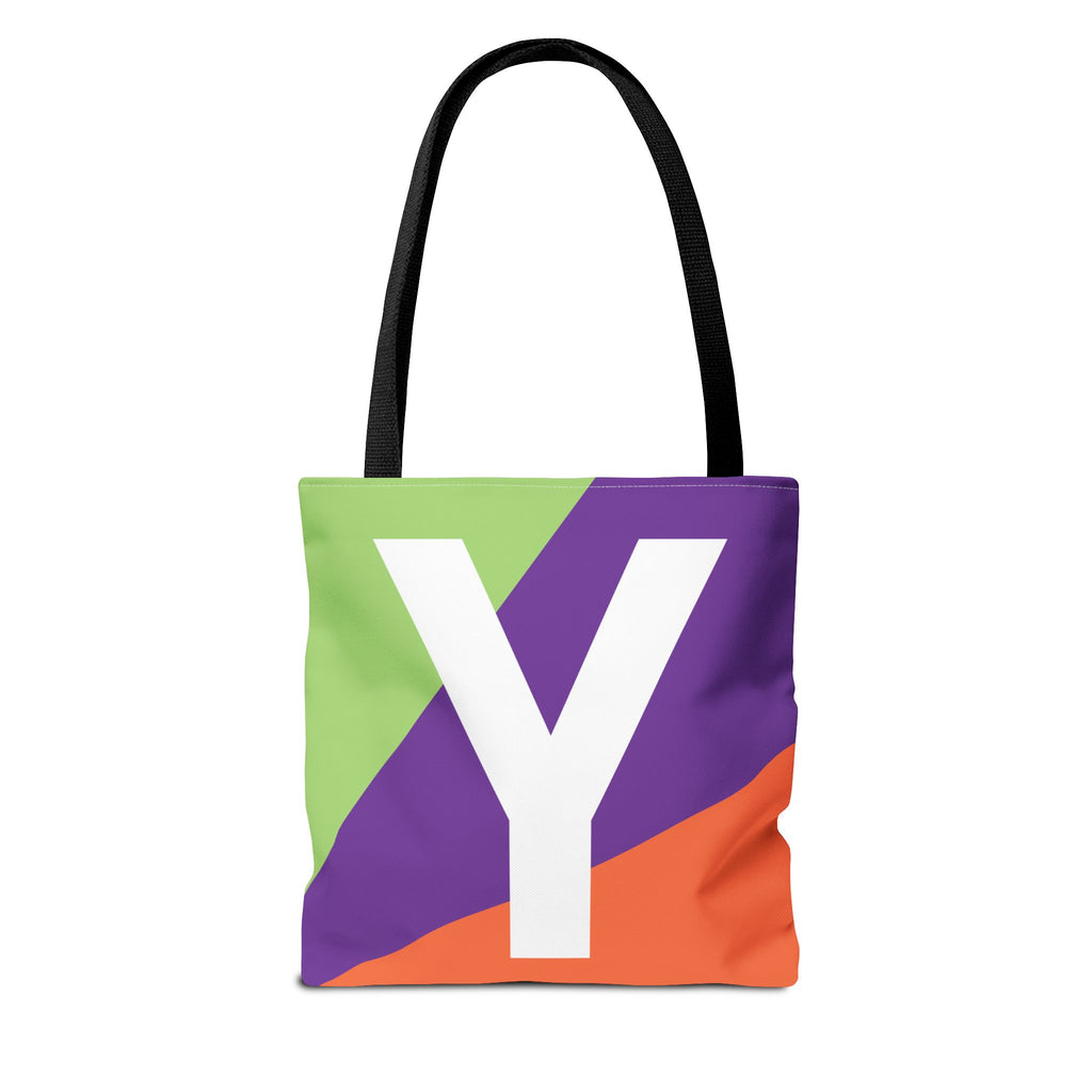 Monogram 'Y' Colorblock Tote Bag — Personalized Initial Y Shoulder Tote