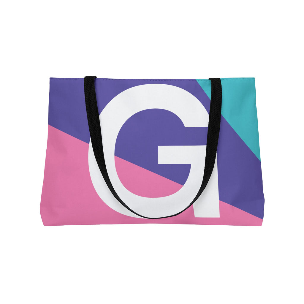 Personalized 'G' Colorblock Tote Bag — Monogram Weekender Tote