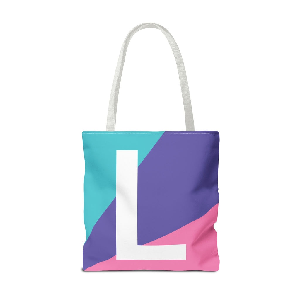Monogram 'L' Colorblock Tote Bag — Personalized Initial L Shoulder Tote