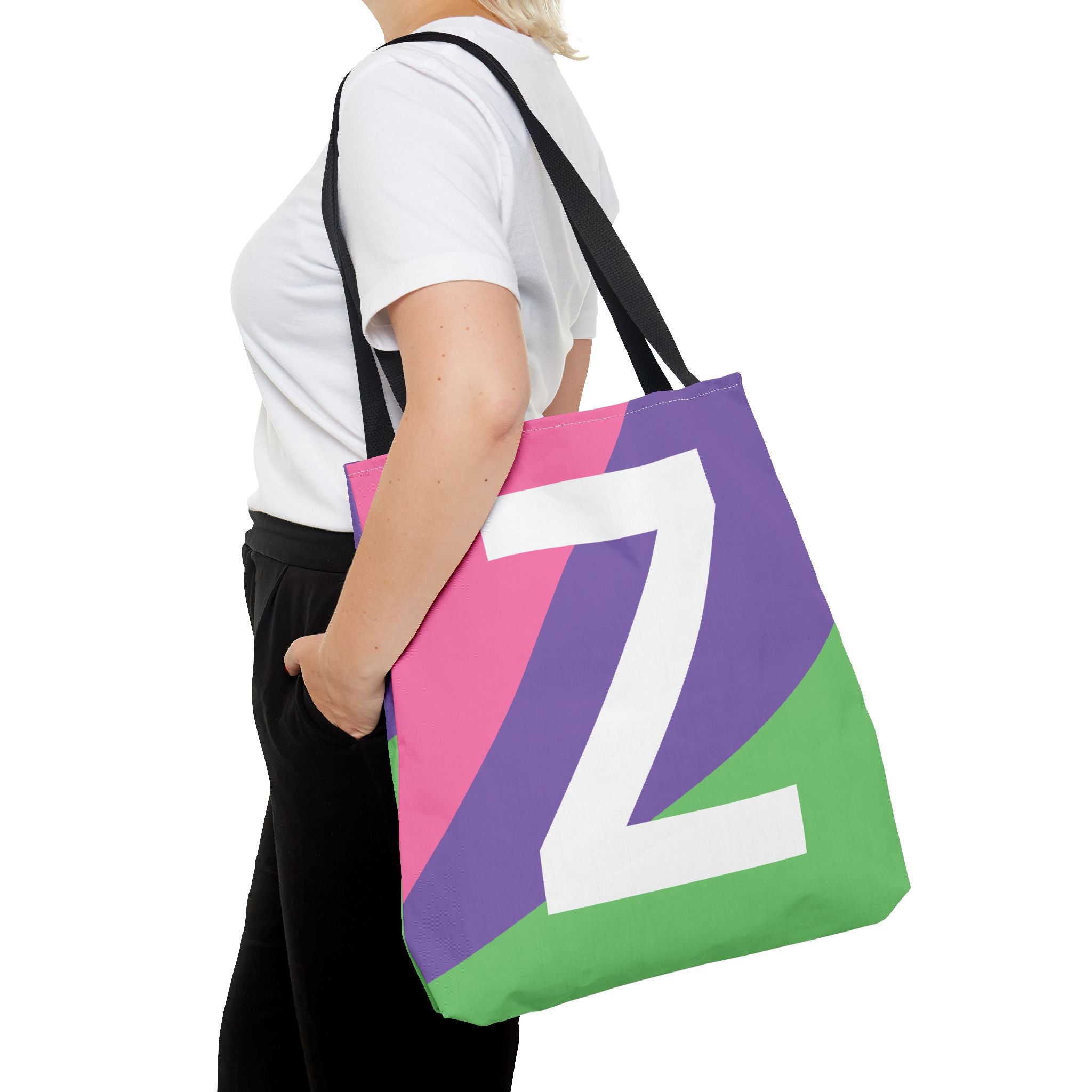 Monogram 'Z' Colorblock Tote Bag — Personalized Initial Z Shoulder Tote