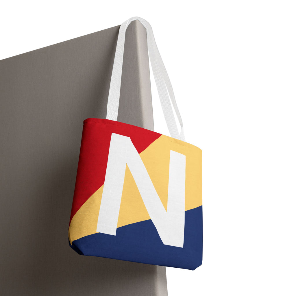 Monogram 'N' Colorblock Tote Bag — Personalized Initial N Shoulder Tote