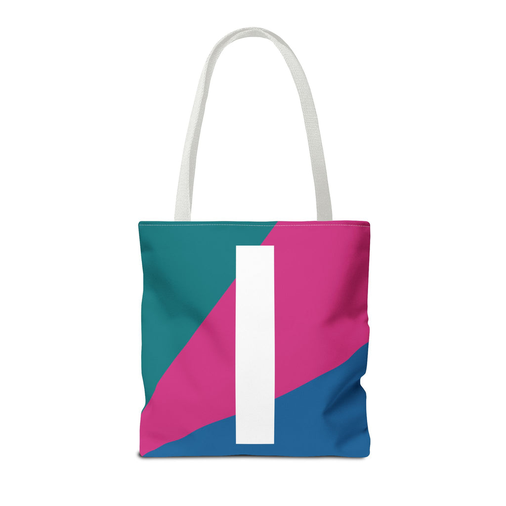 Monogram 'I' Colorblock Tote Bag — Personalized Initial I Shoulder Tote