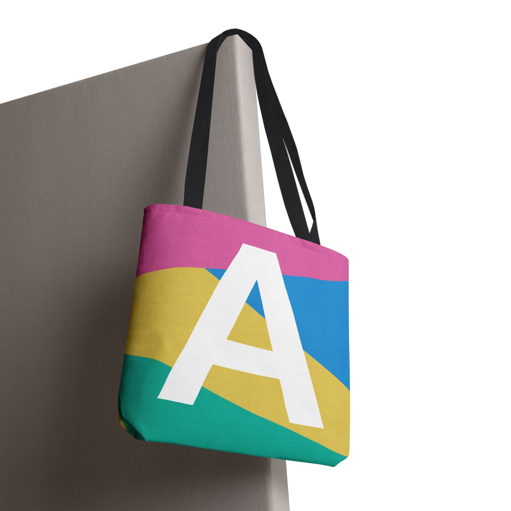 Monogram 'A' Colorblock Tote Bag — Personalized Initial A Shoulder Tote