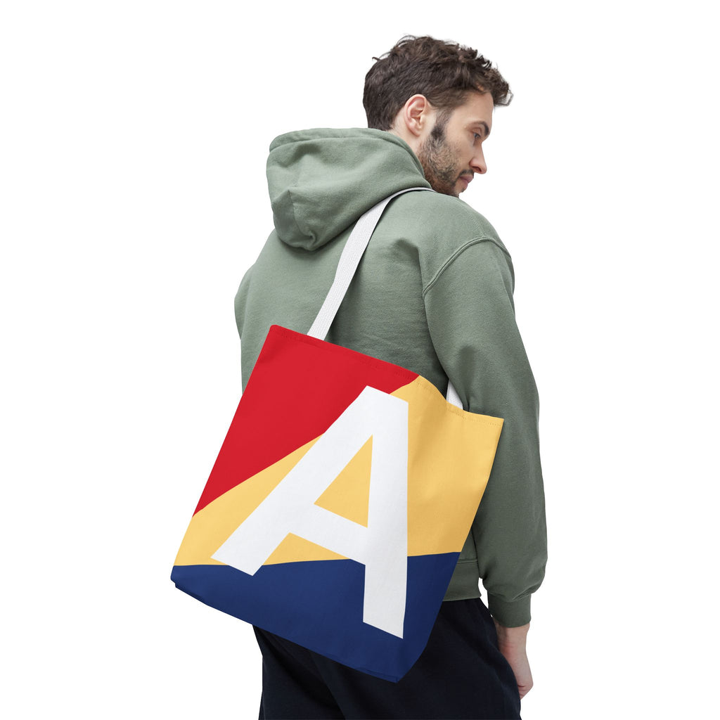 Monogram 'A' Colorblock Tote Bag — Personalized Initial A Shoulder Tote