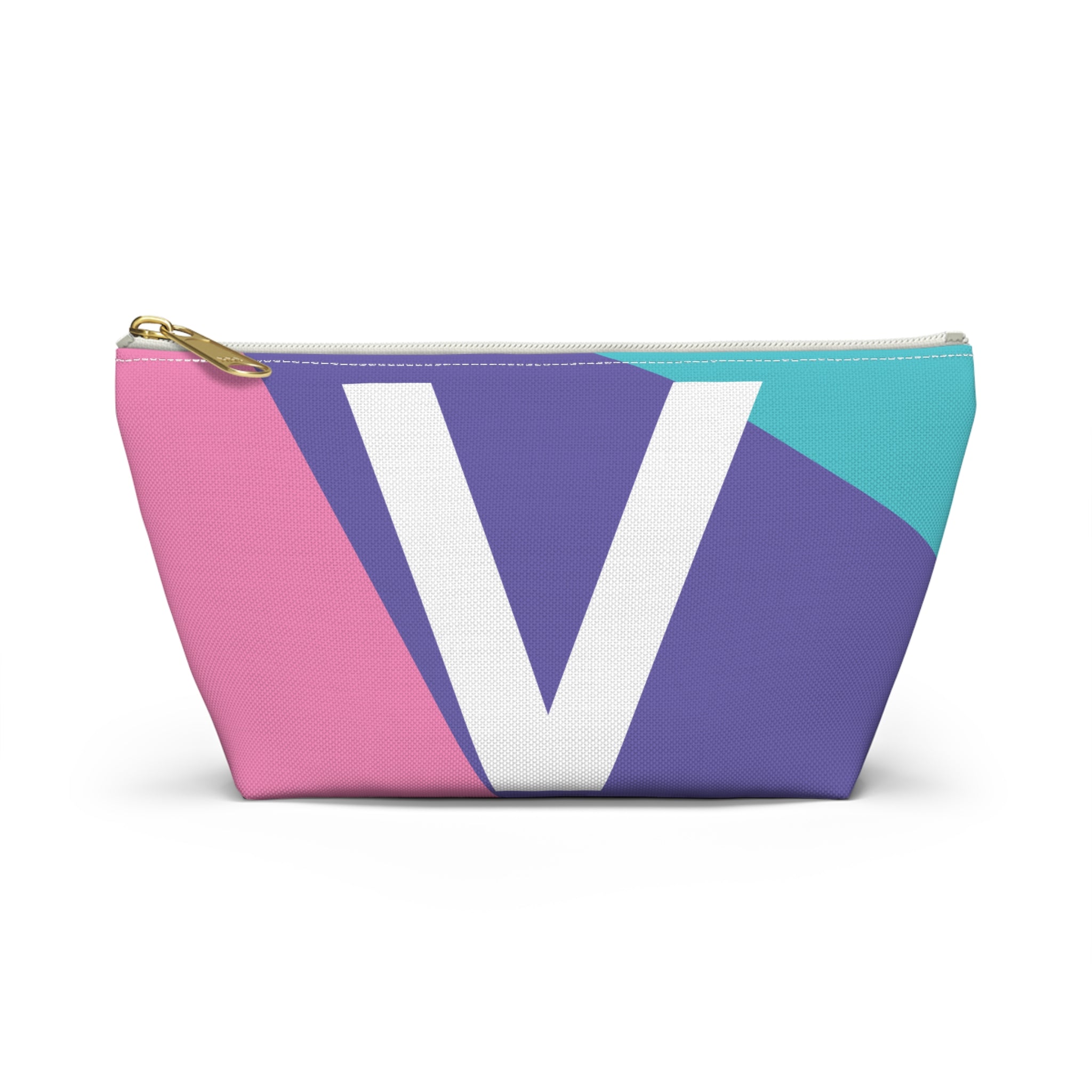 Initials Colorblock Accessory Pouch — Monogram V T-Bottom Cosmetic Bag