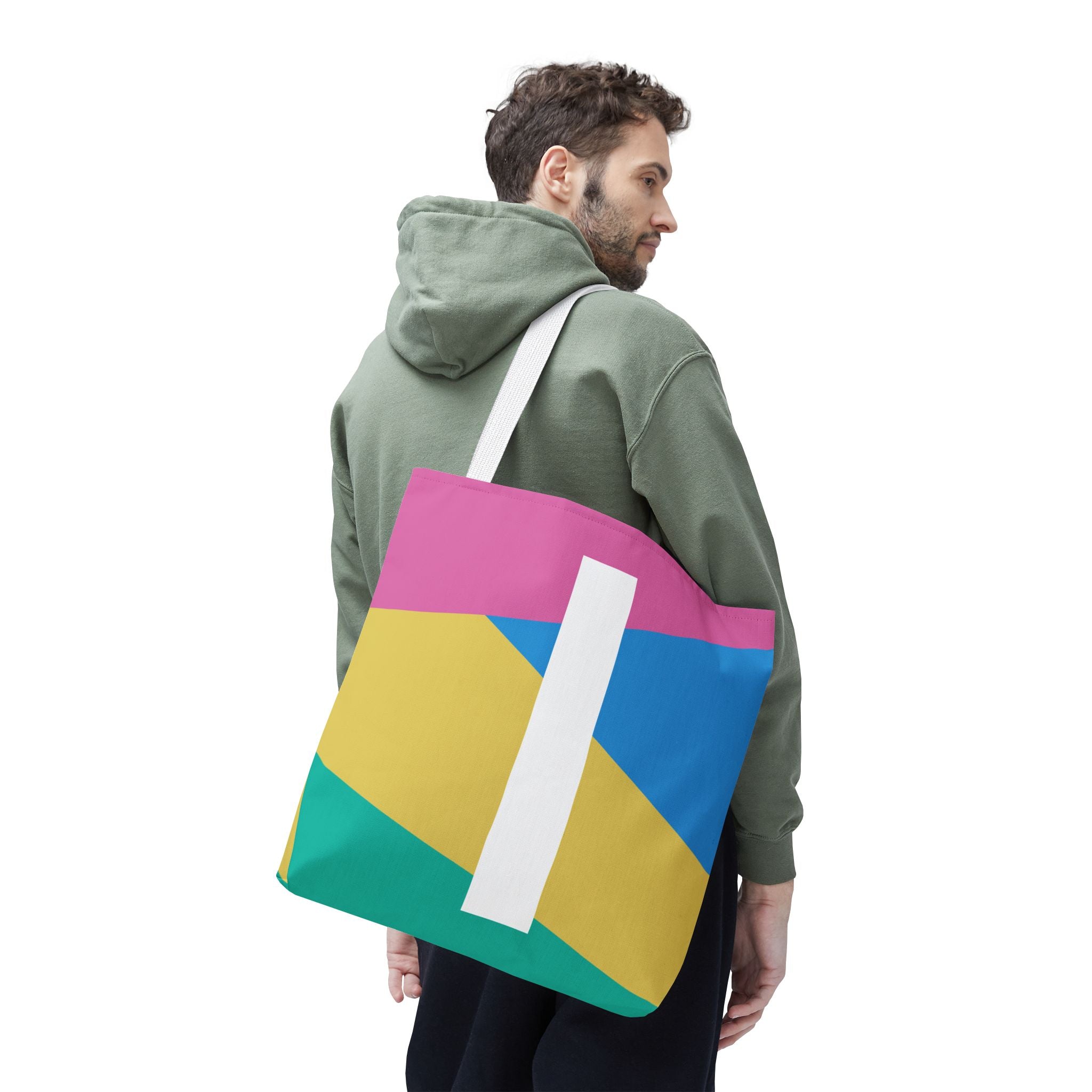 Monogram 'I' Colorblock Tote Bag — Personalized Initial I Shoulder Tote