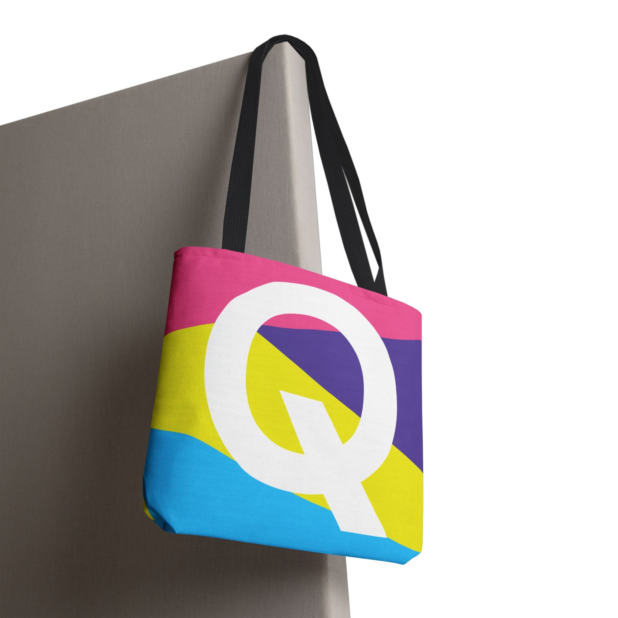 Monogram 'Q' Colorblock Tote Bag — Personalized Initial Q Shoulder Tote