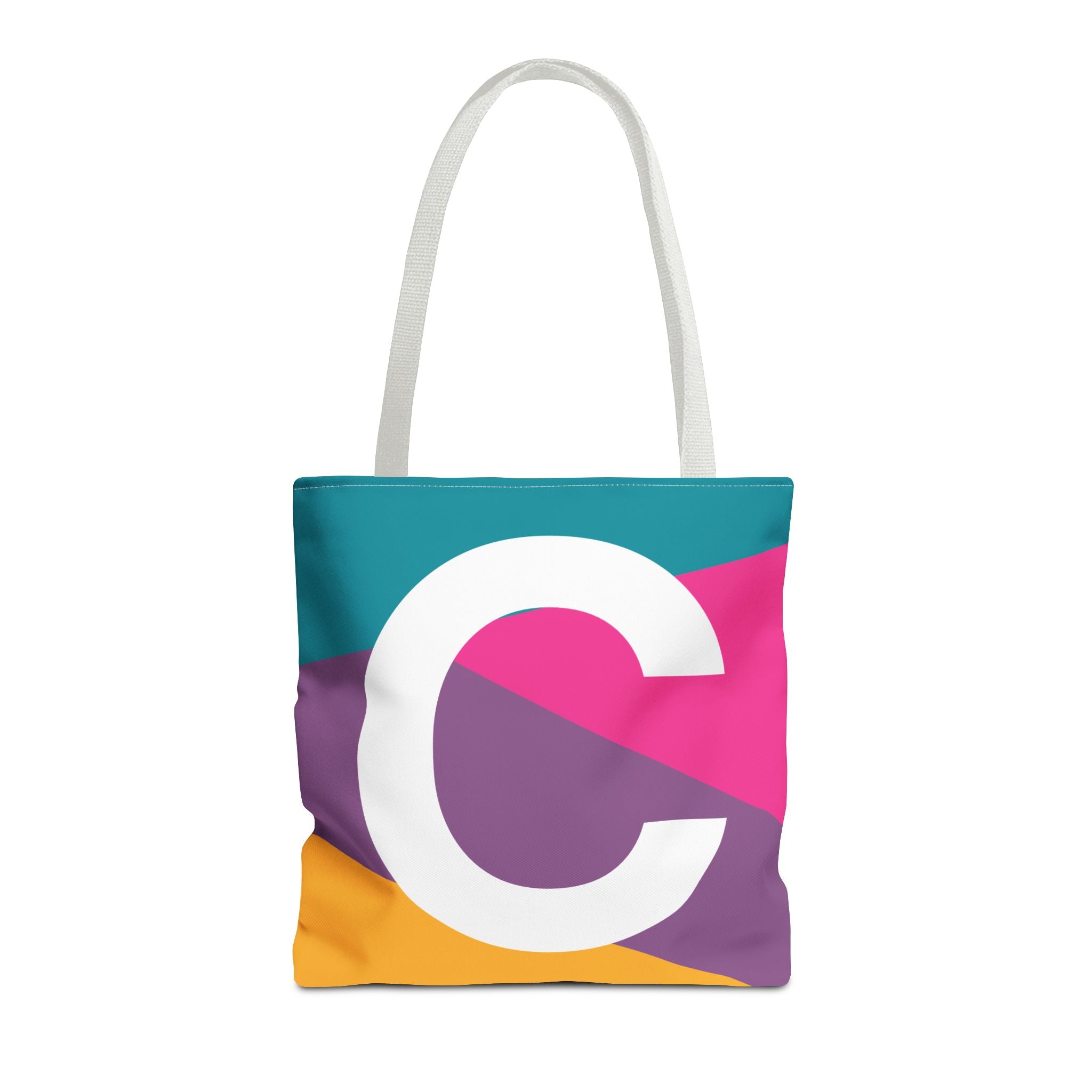 Monogram 'C' Colorblock Tote Bag — Personalized Initial C Shoulder Tote