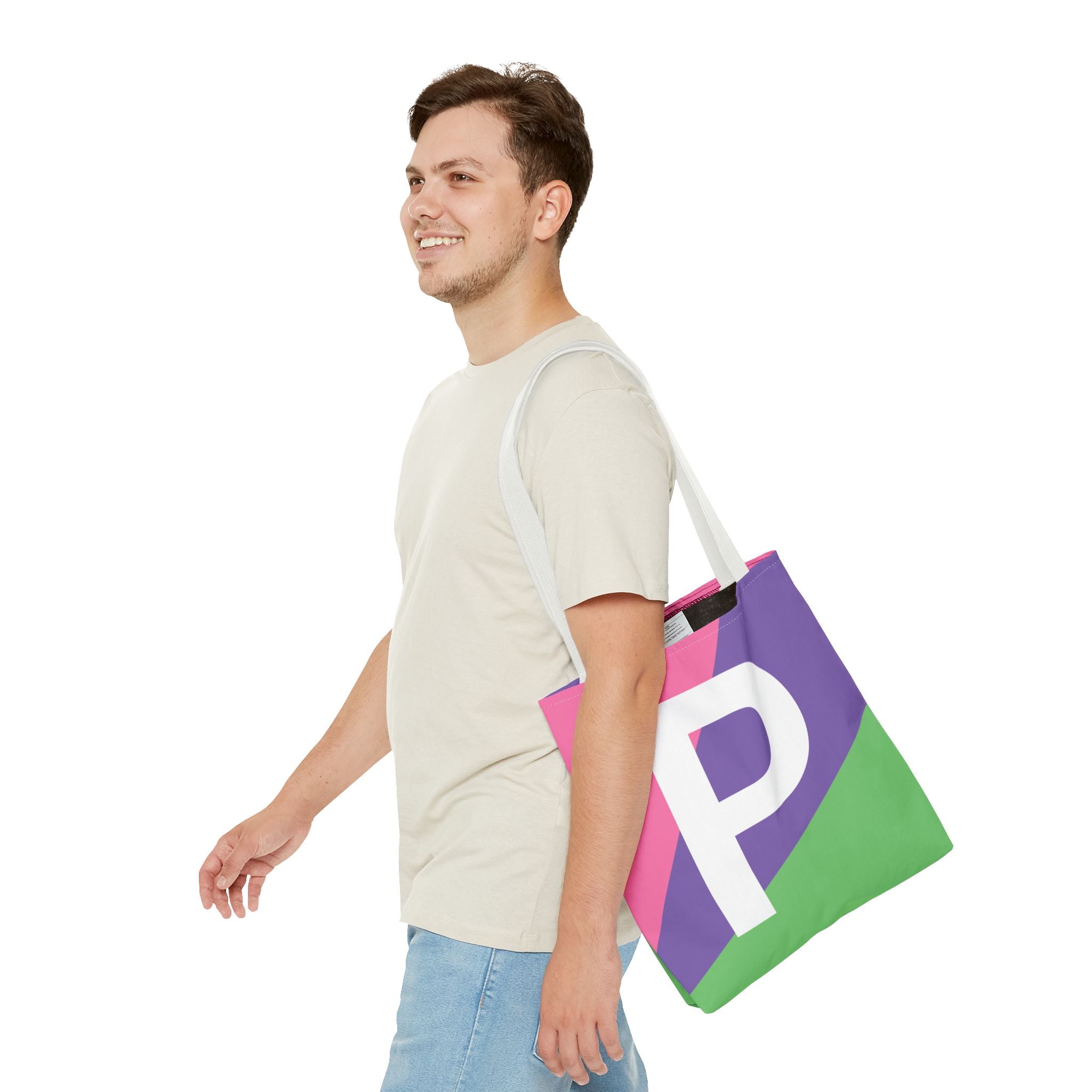 Monogram 'P' Colorblock Tote Bag — Personalized Initial P Shoulder Tote