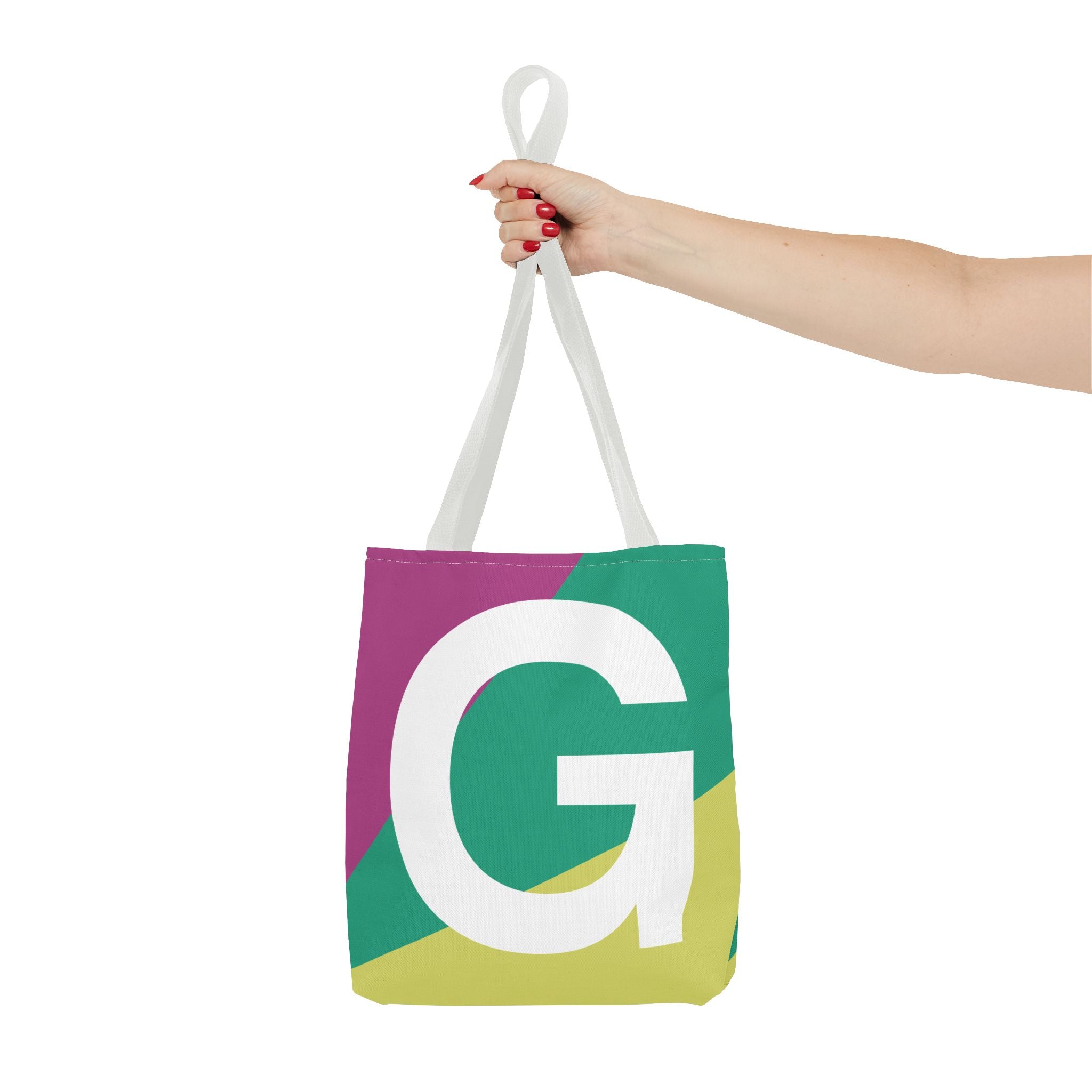 Monogram 'G' Colorblock Tote Bag — Personalized Initial G Shoulder Tote