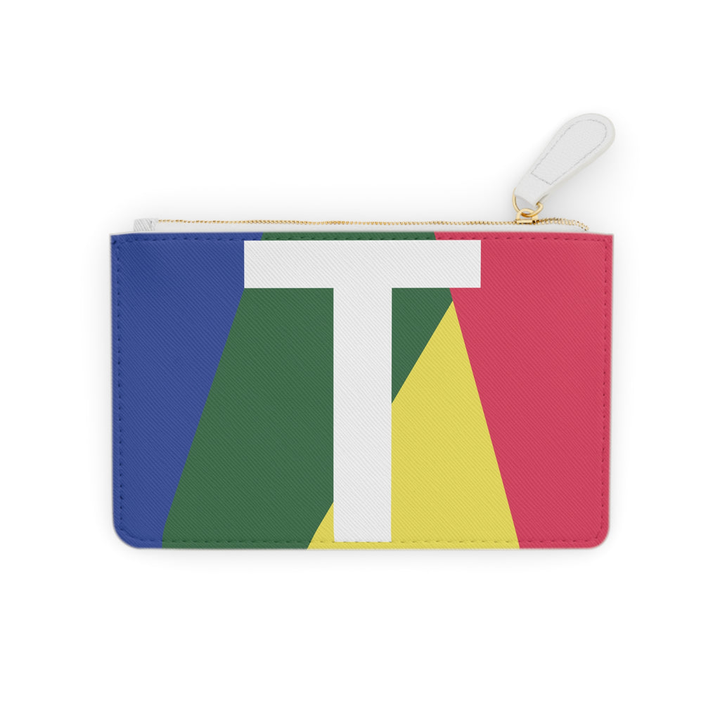 Initial T Mini Clutch — Colorblock Monogram Wristlet Wallet