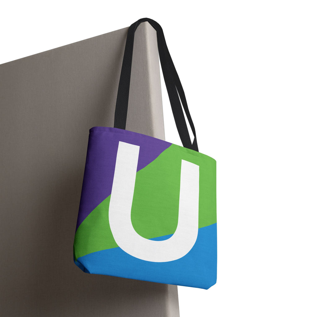 Monogram 'U' Colorblock Tote Bag — Personalized Initial U Shoulder Tote