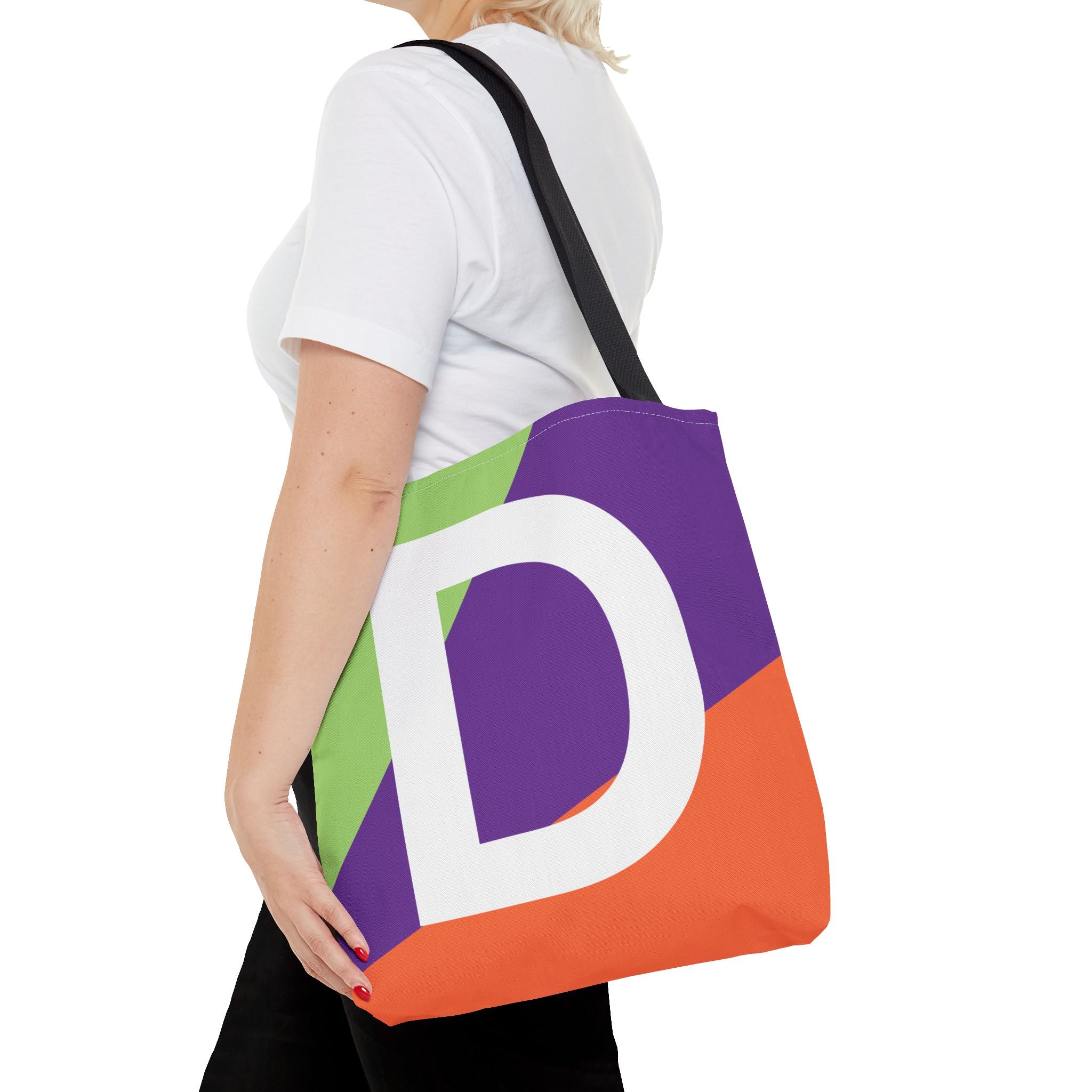 Monogram 'D' Colorblock Tote Bag — Personalized Initial D Shoulder Tote