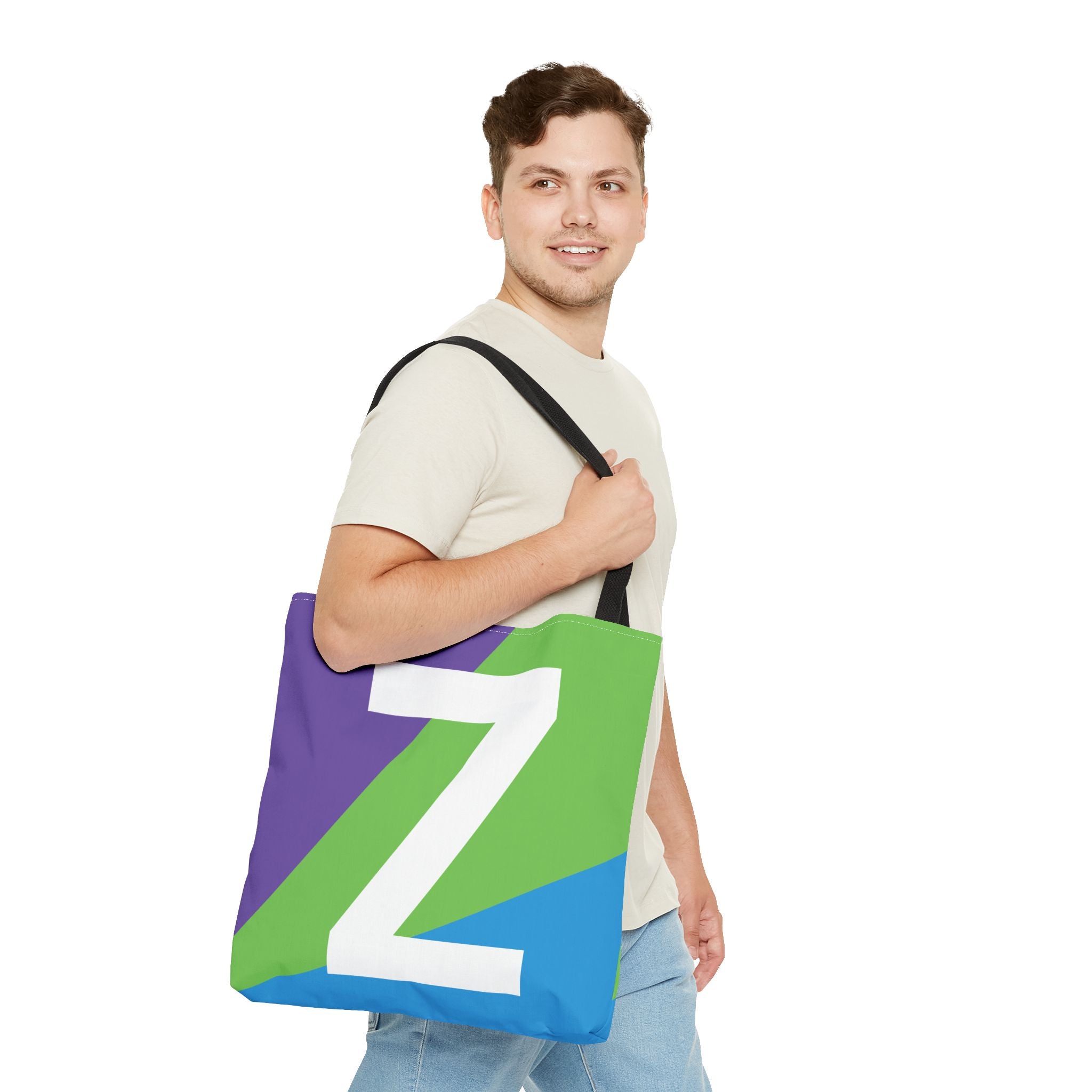 Monogram 'Z' Colorblock Tote Bag — Personalized Initial Z Shoulder Tote