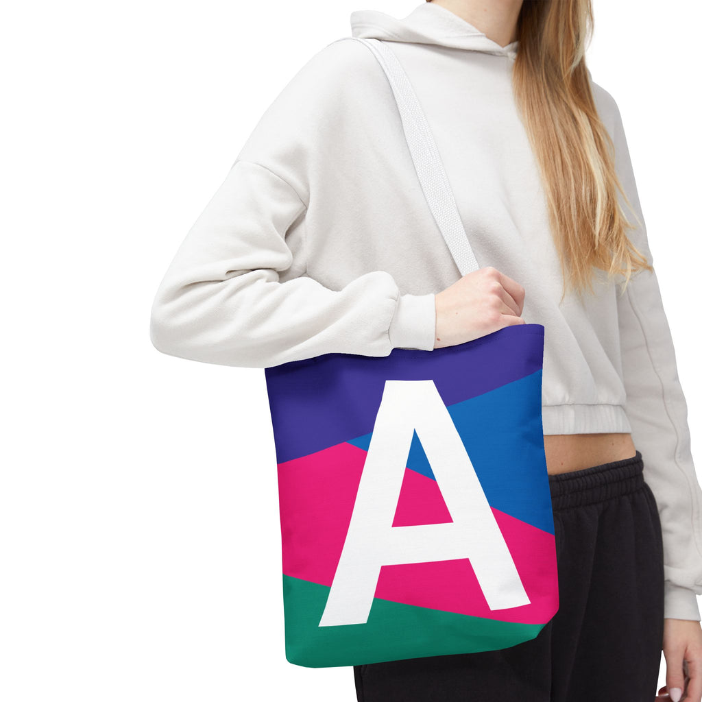Monogram 'A' Colorblock Tote Bag — Personalized Initial A Shoulder Tote