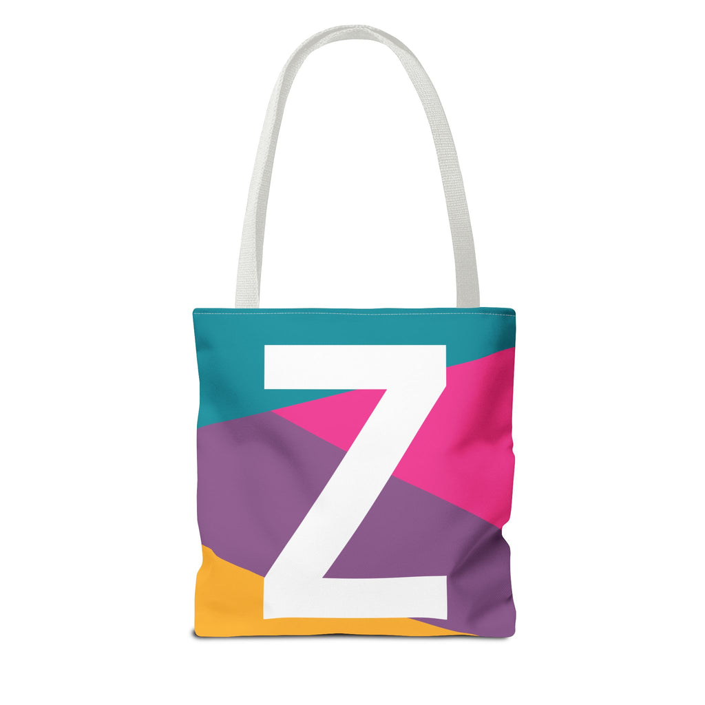 Monogram 'Z' Colorblock Tote Bag — Personalized Initial Z Shoulder Tote