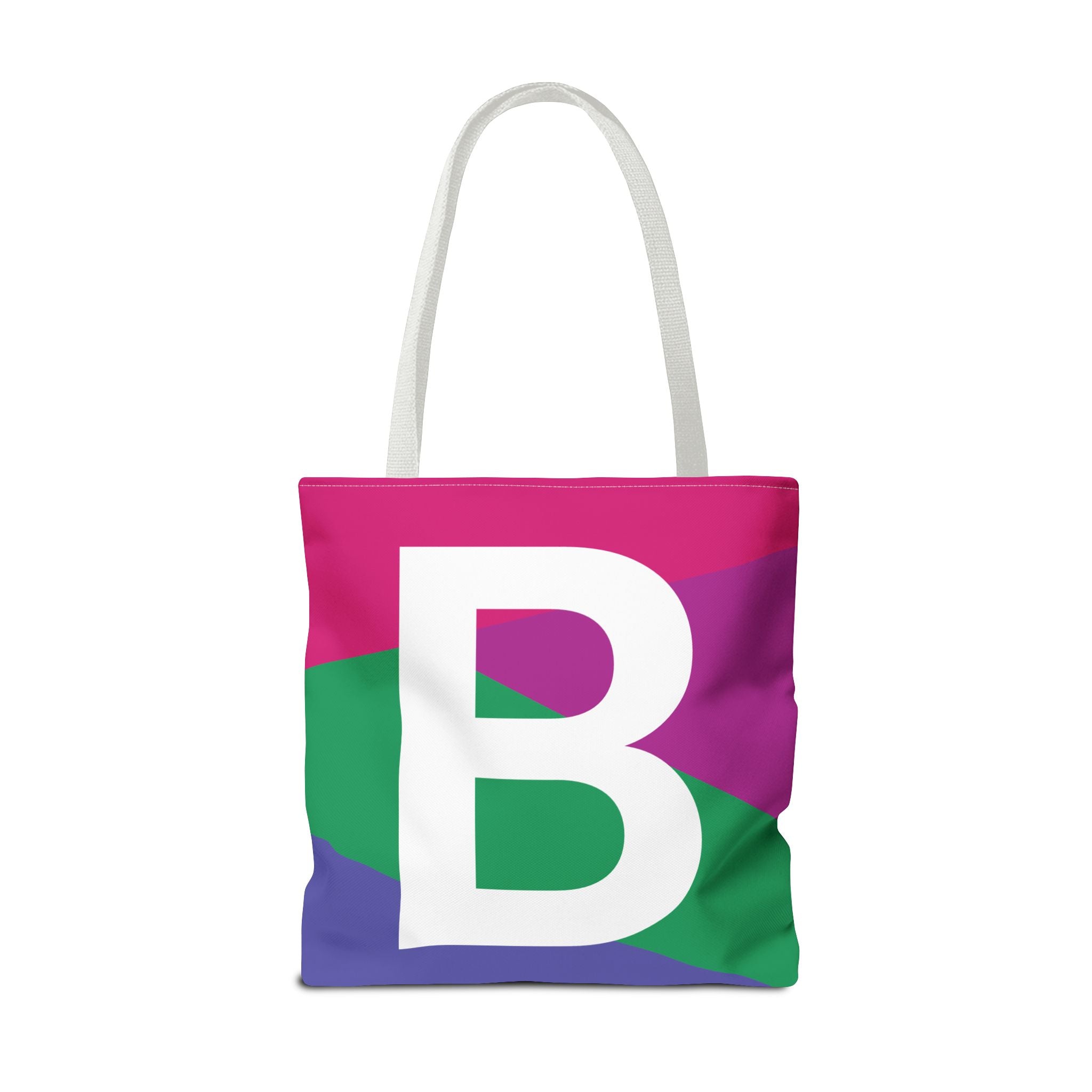 Monogram 'B' Colorblock Tote Bag — Personalized Initial B Shoulder Tote