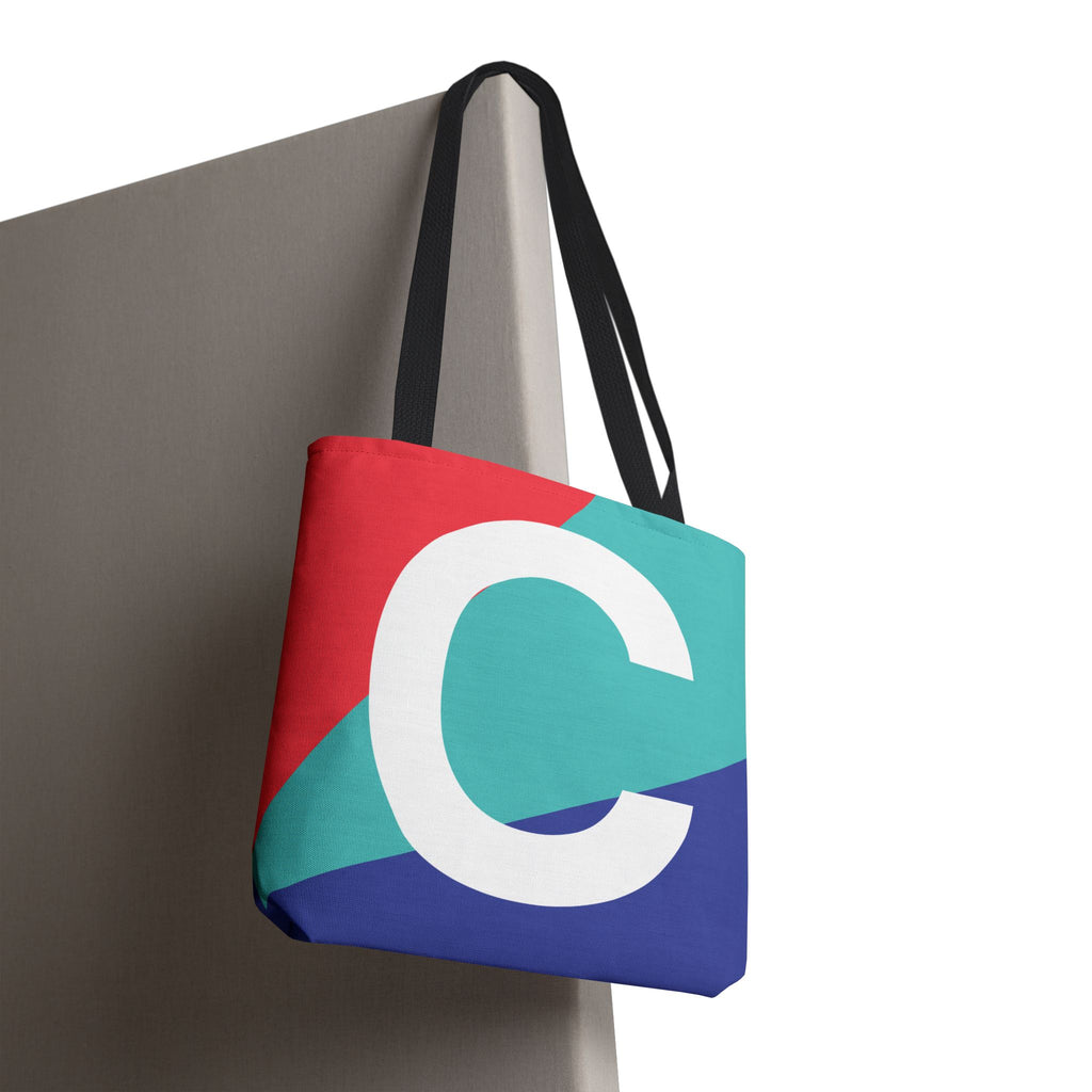 Monogram 'C' Colorblock Tote Bag — Personalized Initial C Shoulder Tote