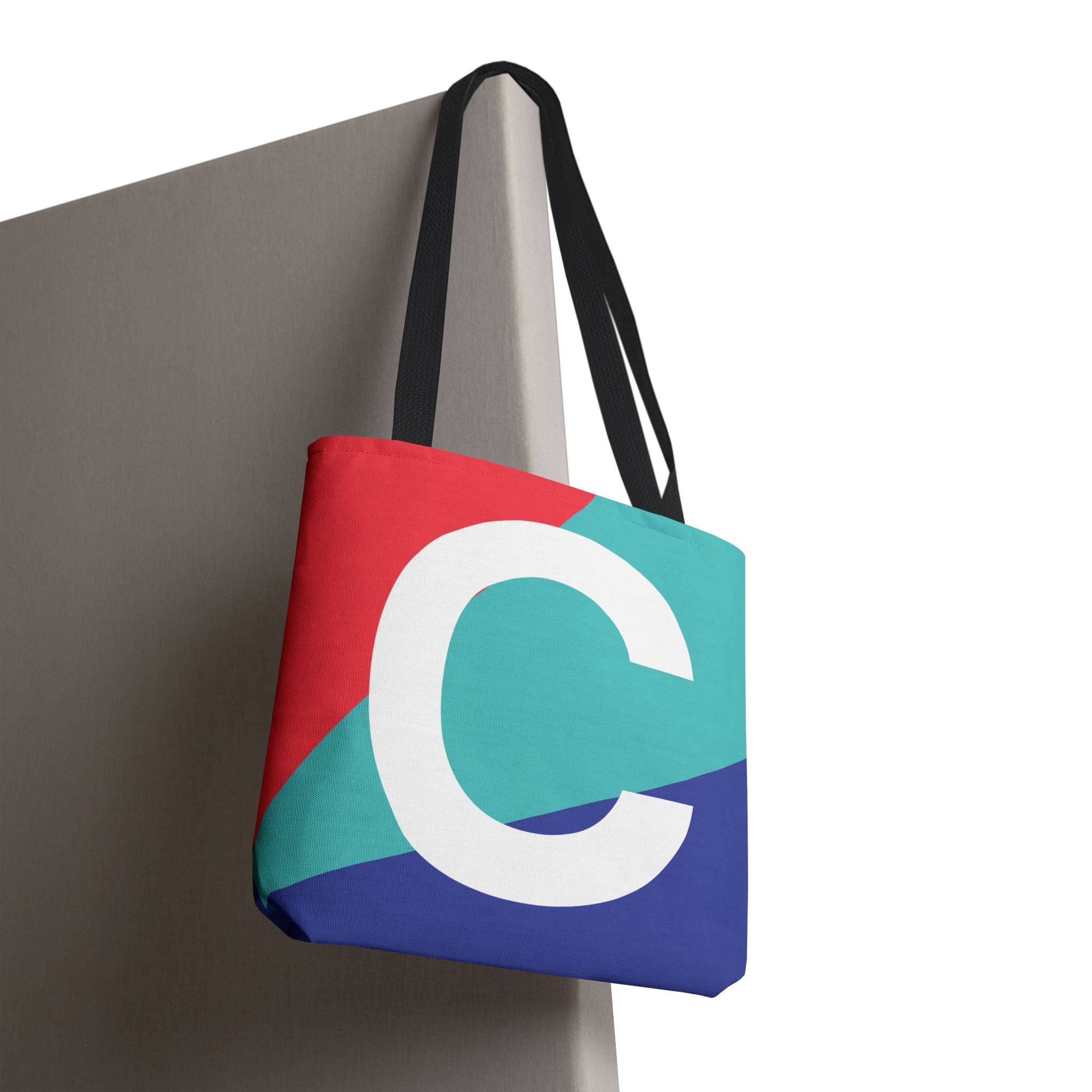 Monogram 'C' Colorblock Tote Bag — Personalized Initial C Shoulder Tote