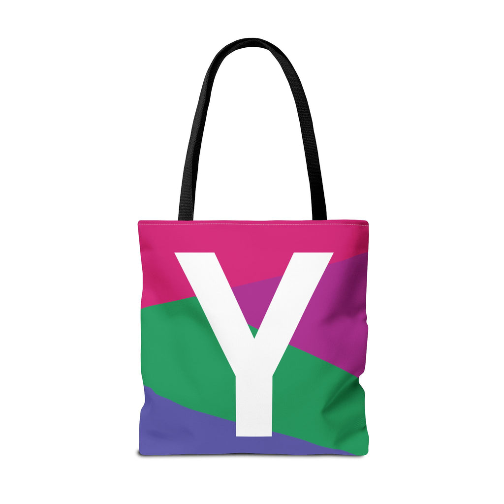 Monogram 'Y' Colorblock Tote Bag — Personalized Initial Y Shoulder Tote