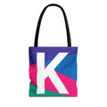 Monogram 'K' Colorblock Tote Bag — Personalized Initial K Shoulder Tote