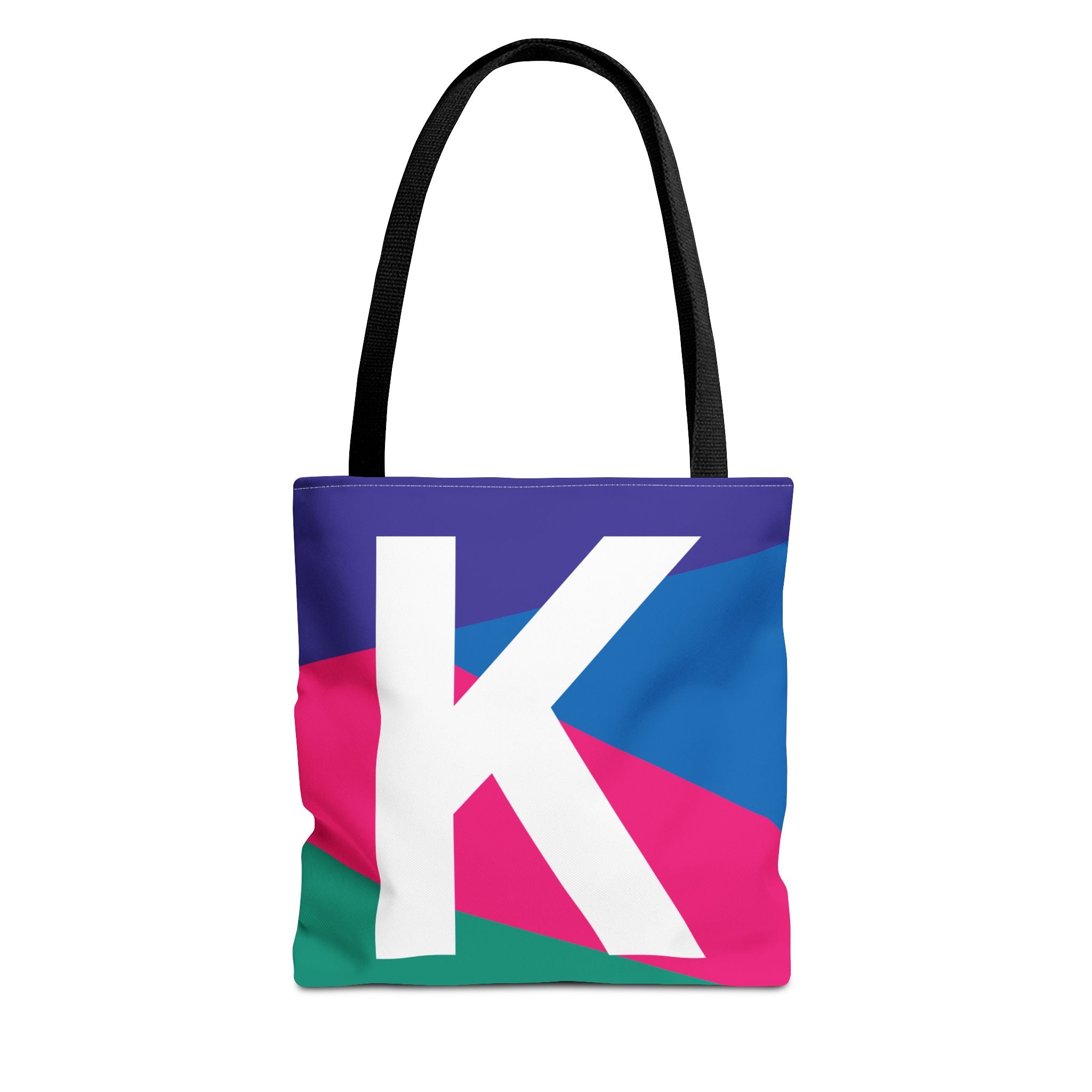 Monogram 'K' Colorblock Tote Bag — Personalized Initial K Shoulder Tote