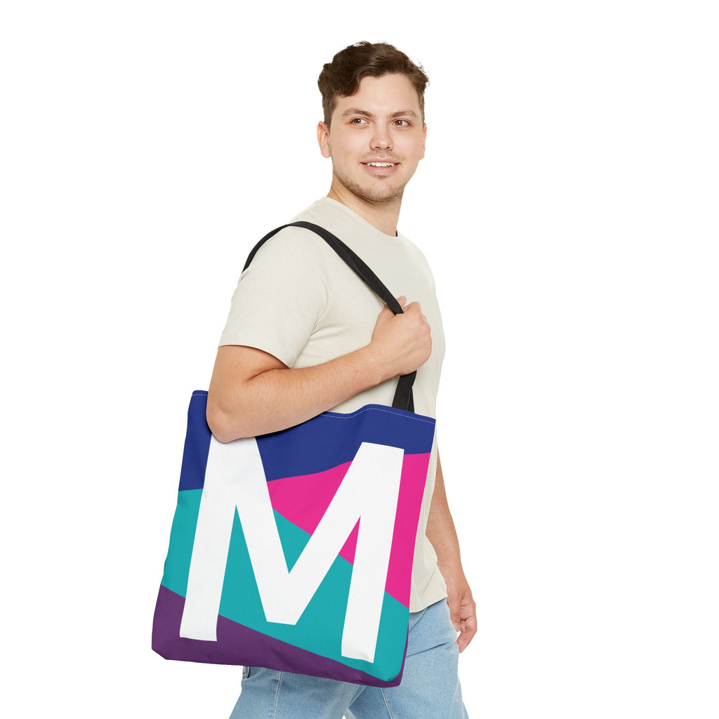 Monogram 'M' Colorblock Tote Bag — Personalized Initial L Shoulder Tote