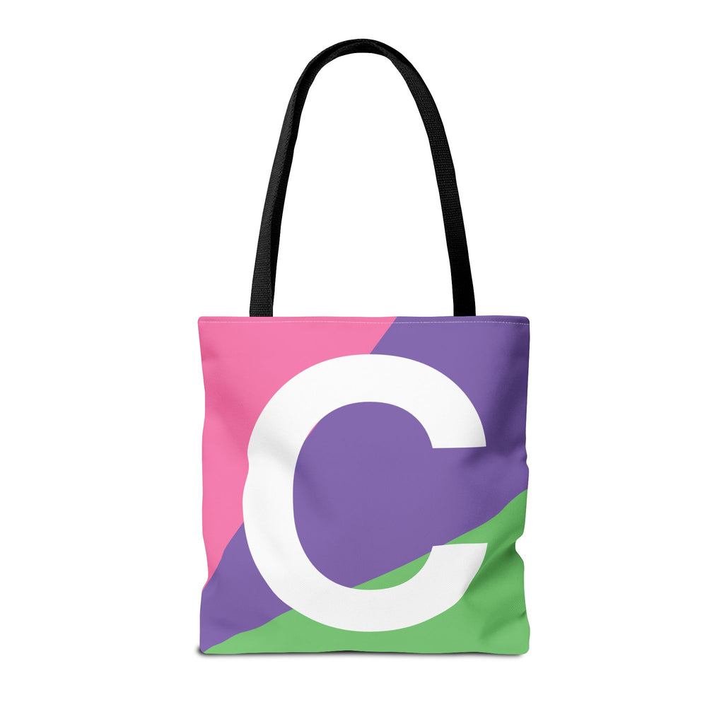 Monogram 'C' Colorblock Tote Bag — Personalized Initial C Shoulder Tote