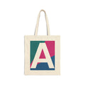 Initial A Colorblock Canvas Tote Bag — Monogram Letter A Reusable Grocery Tote