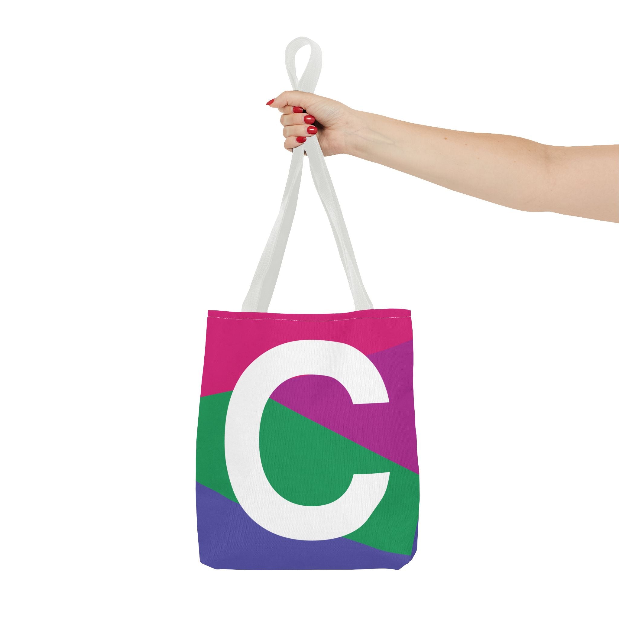 Monogram 'C' Colorblock Tote Bag — Personalized Initial C Shoulder Tote