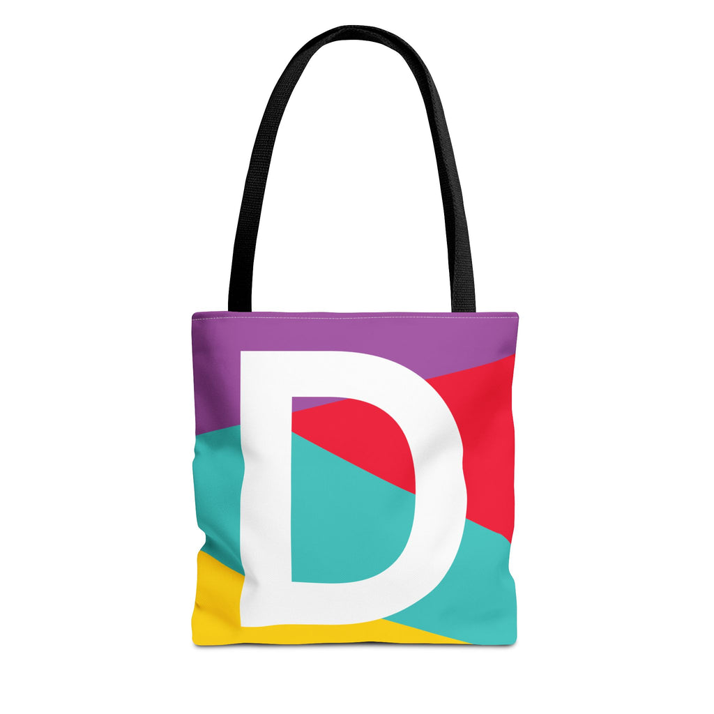 Monogram 'D' Colorblock Tote Bag — Personalized Initial D Shoulder Tote