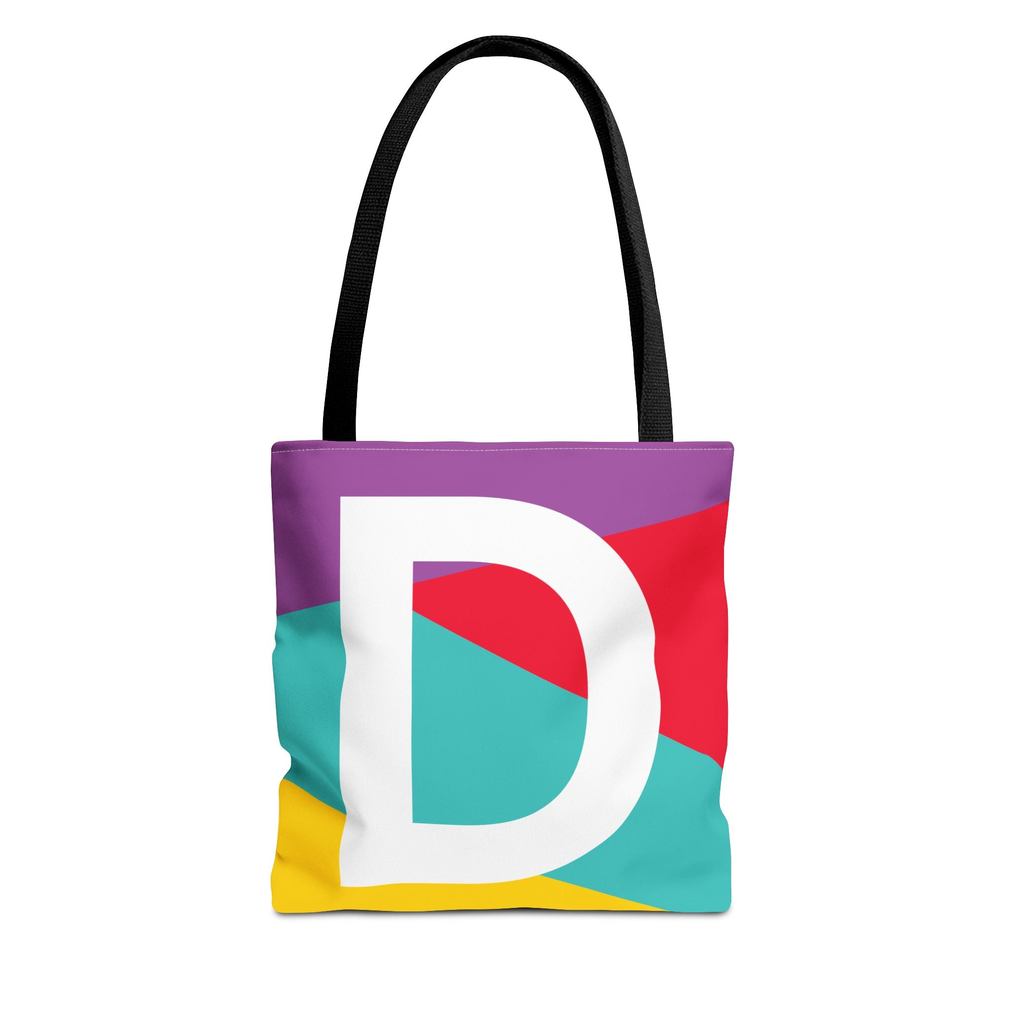 Monogram 'D' Colorblock Tote Bag — Personalized Initial D Shoulder Tote