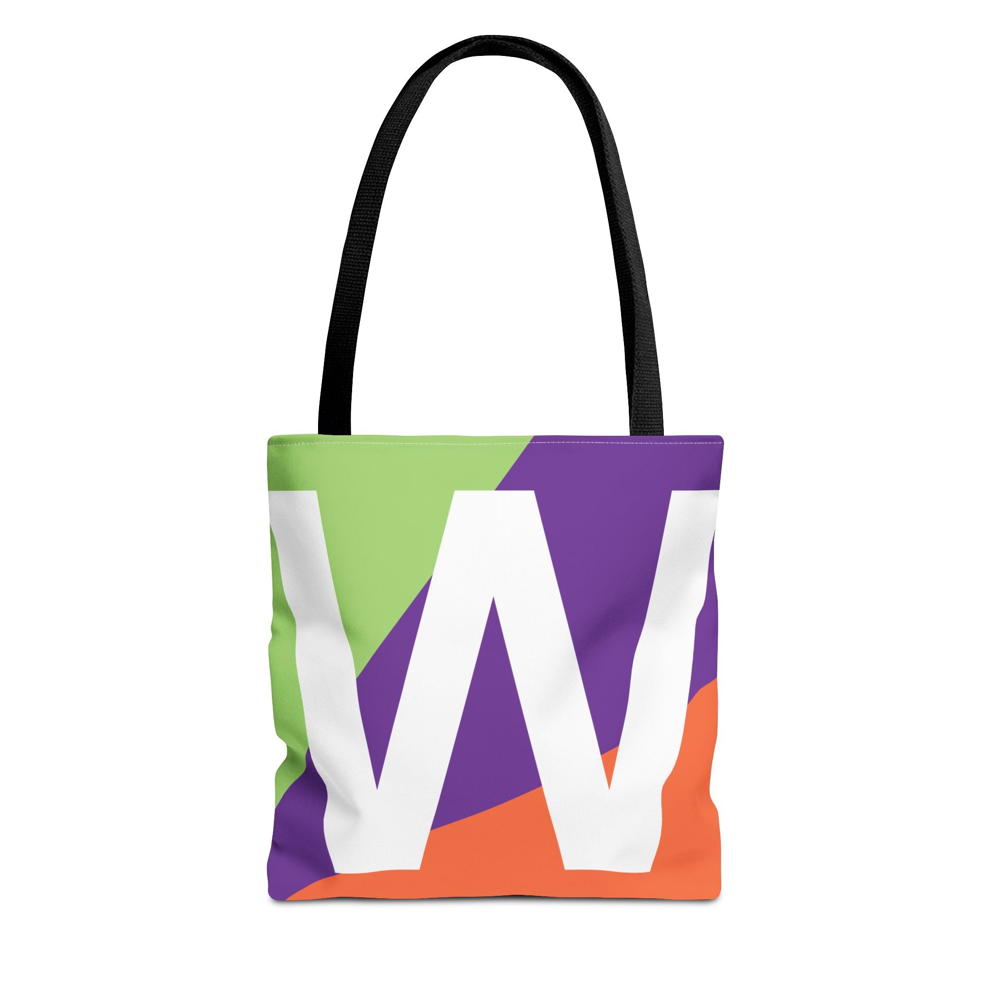 Monogram 'W' Colorblock Tote Bag — Personalized Initial W Shoulder Tote