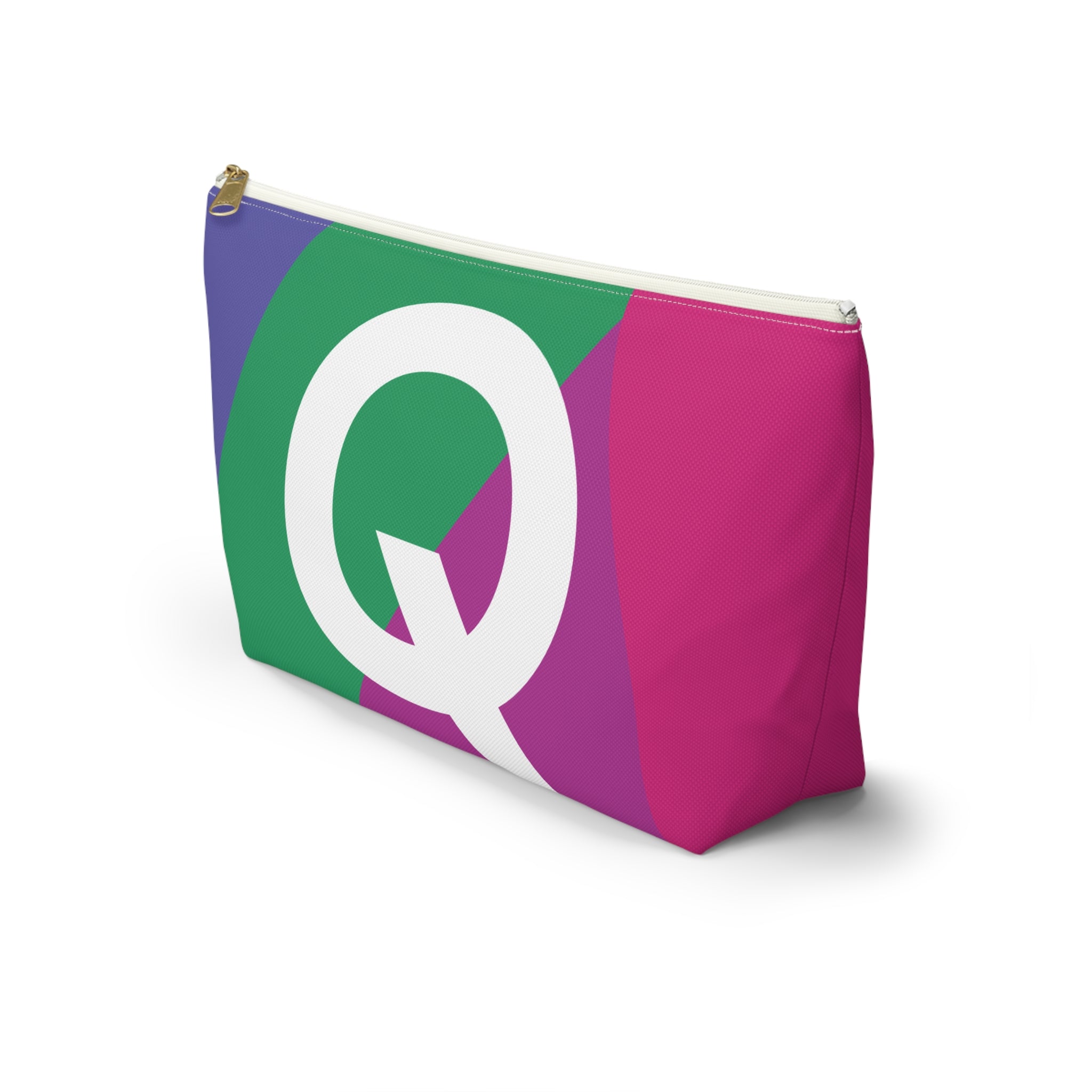 Initials Colorblock Accessory Pouch — Monogram Q T-Bottom Cosmetic Bag