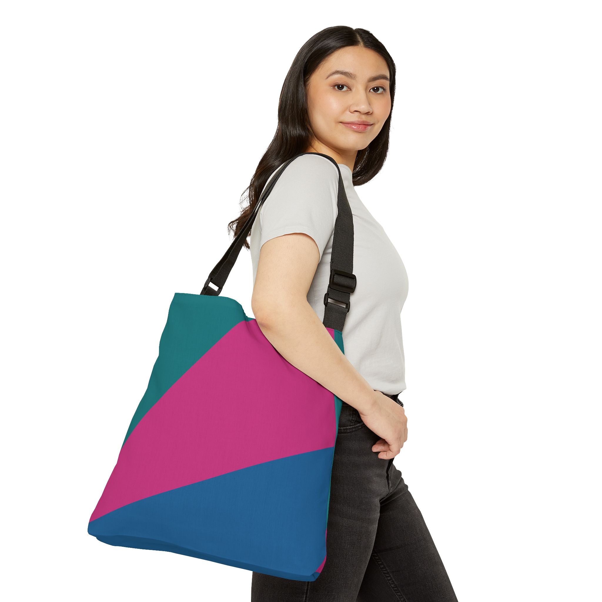 Colorblock Geometric Tote Bag — Adjustable Strap, Bright Abstract Pattern