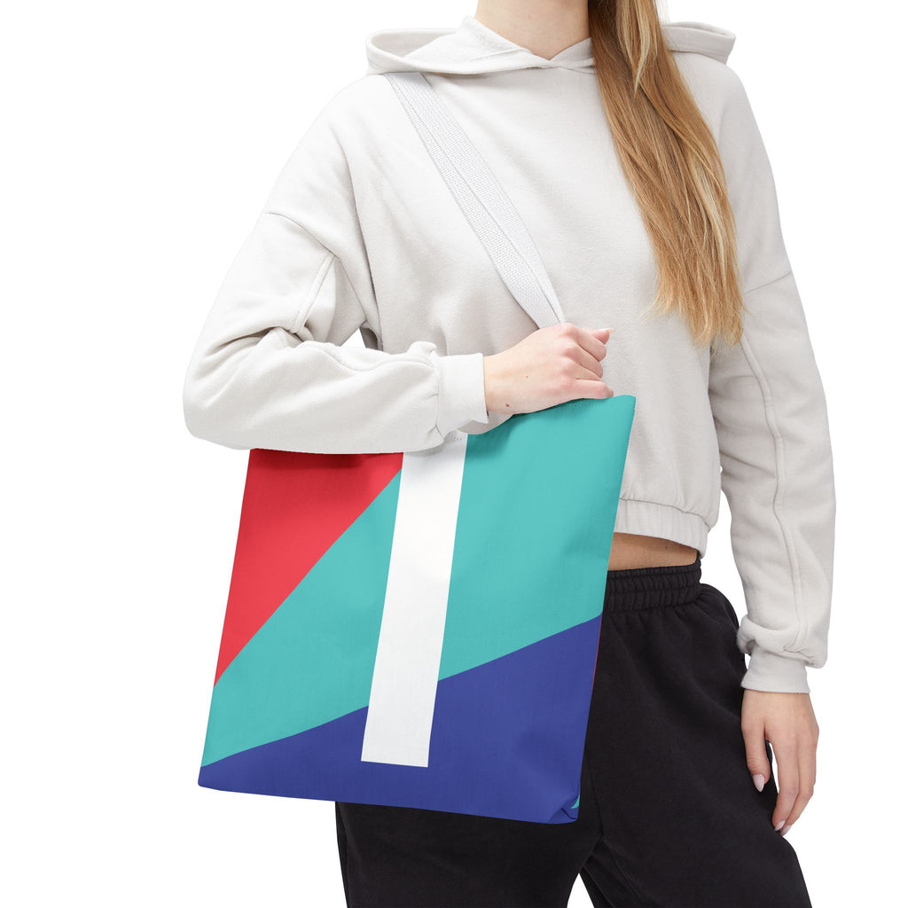 Monogram 'I' Colorblock Tote Bag — Personalized Initial I Shoulder Tote