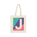 Initial J Colorblock Canvas Tote Bag — Monogram Letter J Reusable Grocery Tote