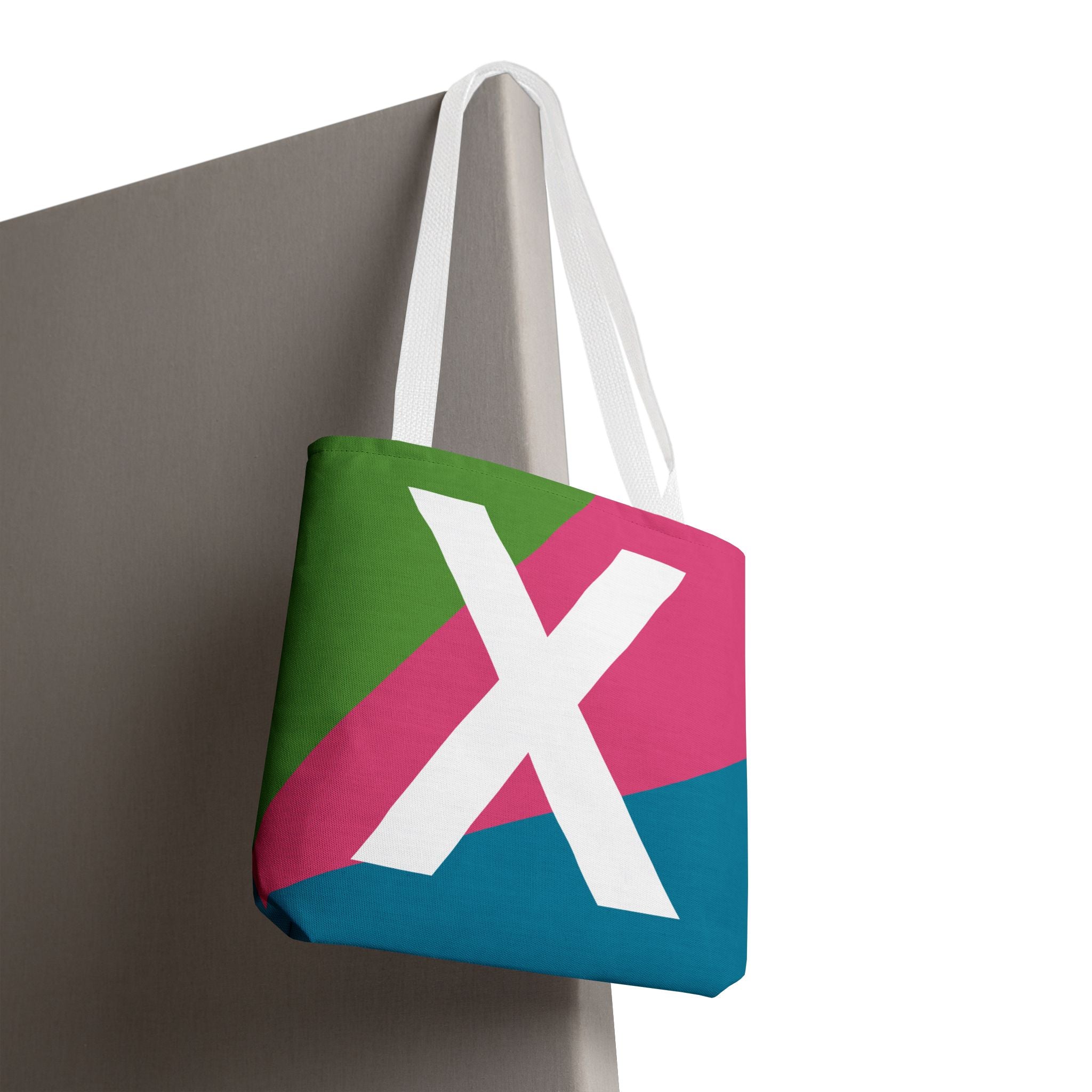 Monogram 'X' Colorblock Tote Bag — Personalized Initial X Shoulder Tote