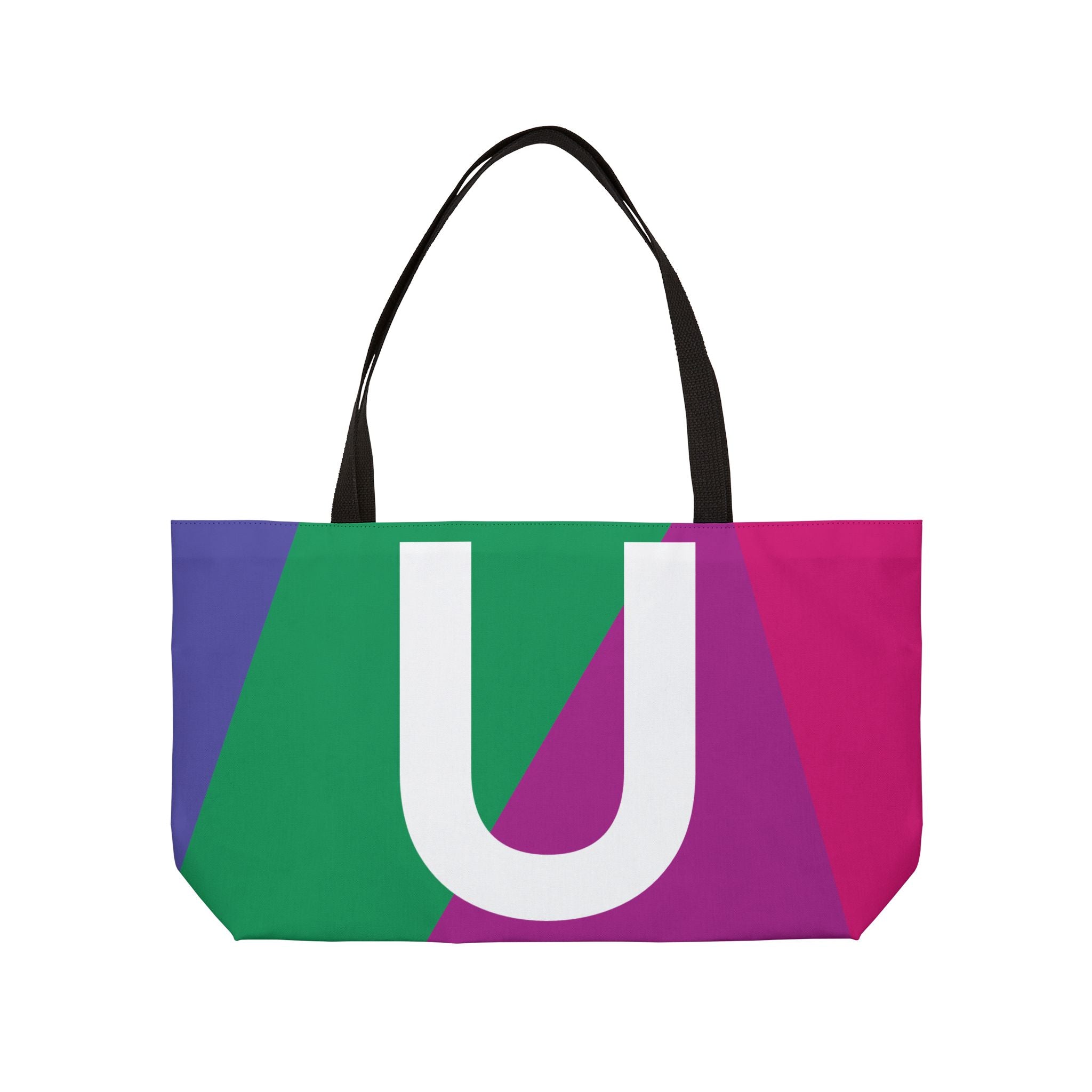 Personalized 'U' Colorblock Tote Bag — Monogram Weekender Tote