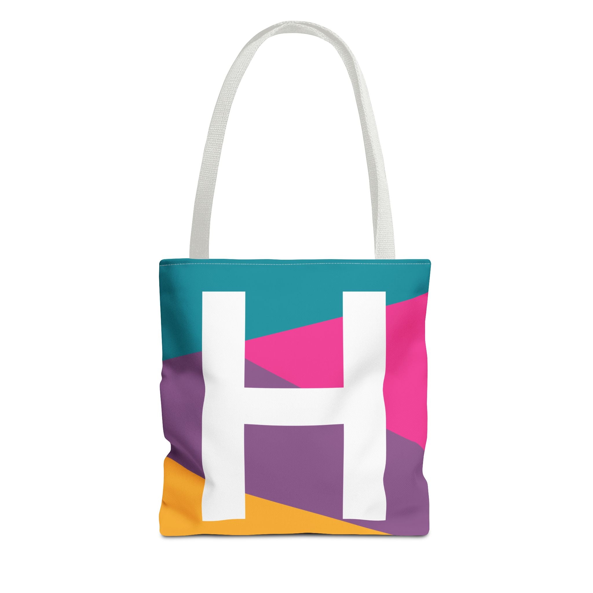 Monogram 'H' Colorblock Tote Bag — Personalized Initial H Shoulder Tote