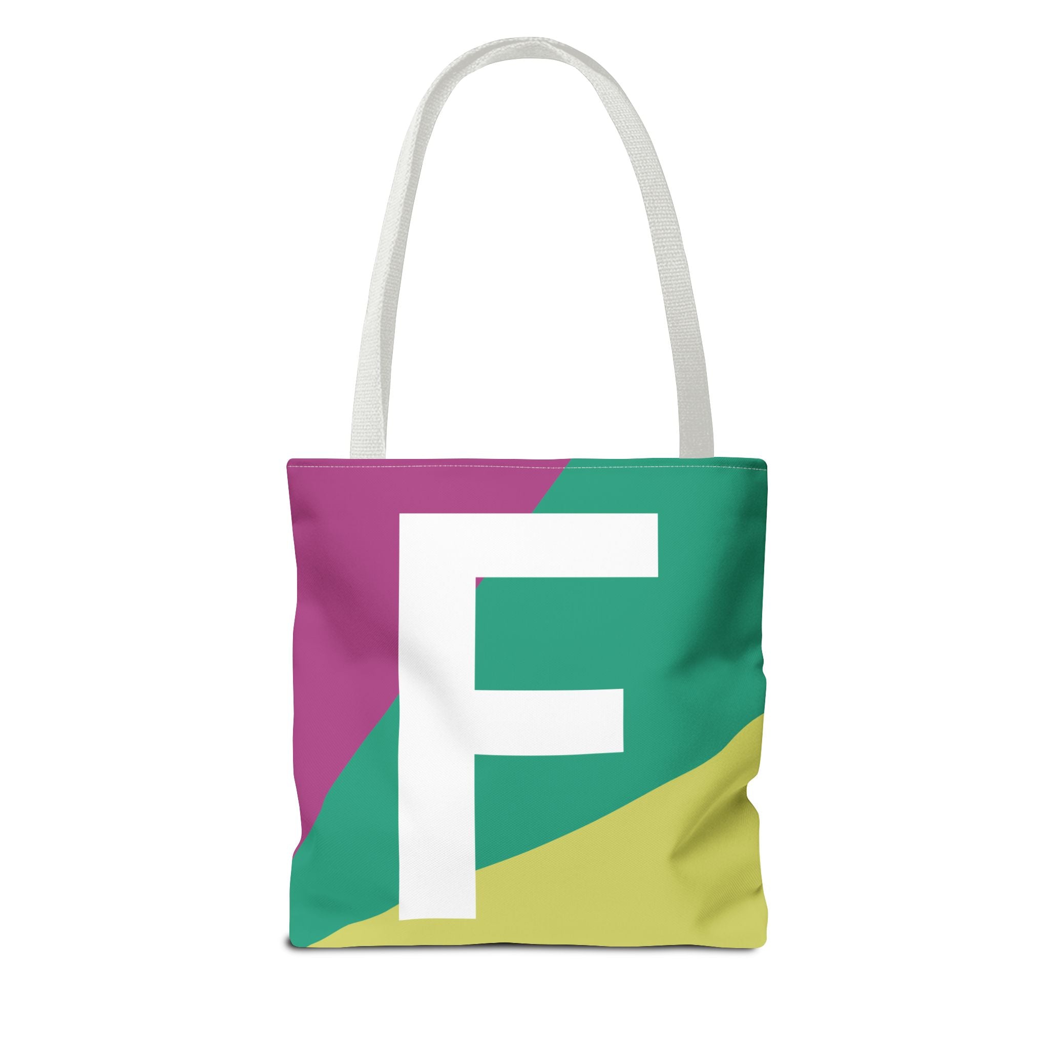 Monogram 'F' Colorblock Tote Bag — Personalized Initial F Shoulder Tote