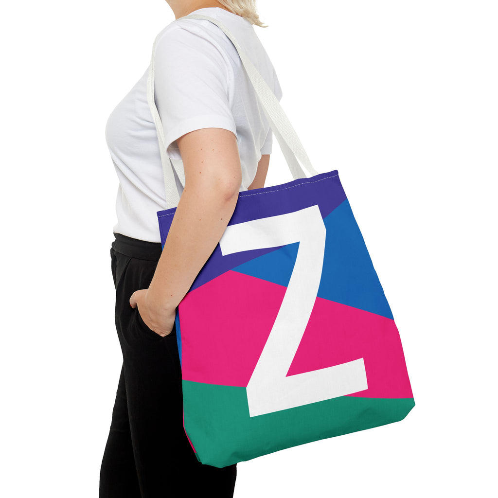 Monogram 'Z' Colorblock Tote Bag — Personalized Initial Z Shoulder Tote