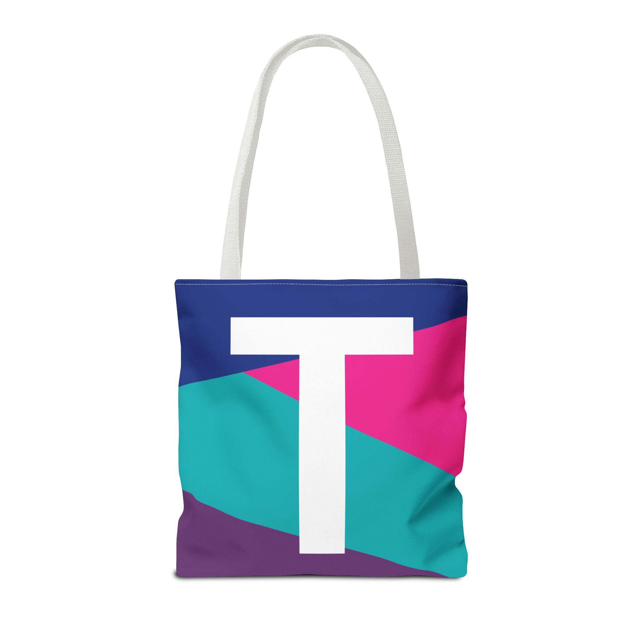 Monogram 'T' Colorblock Tote Bag — Personalized Initial T Shoulder Tote