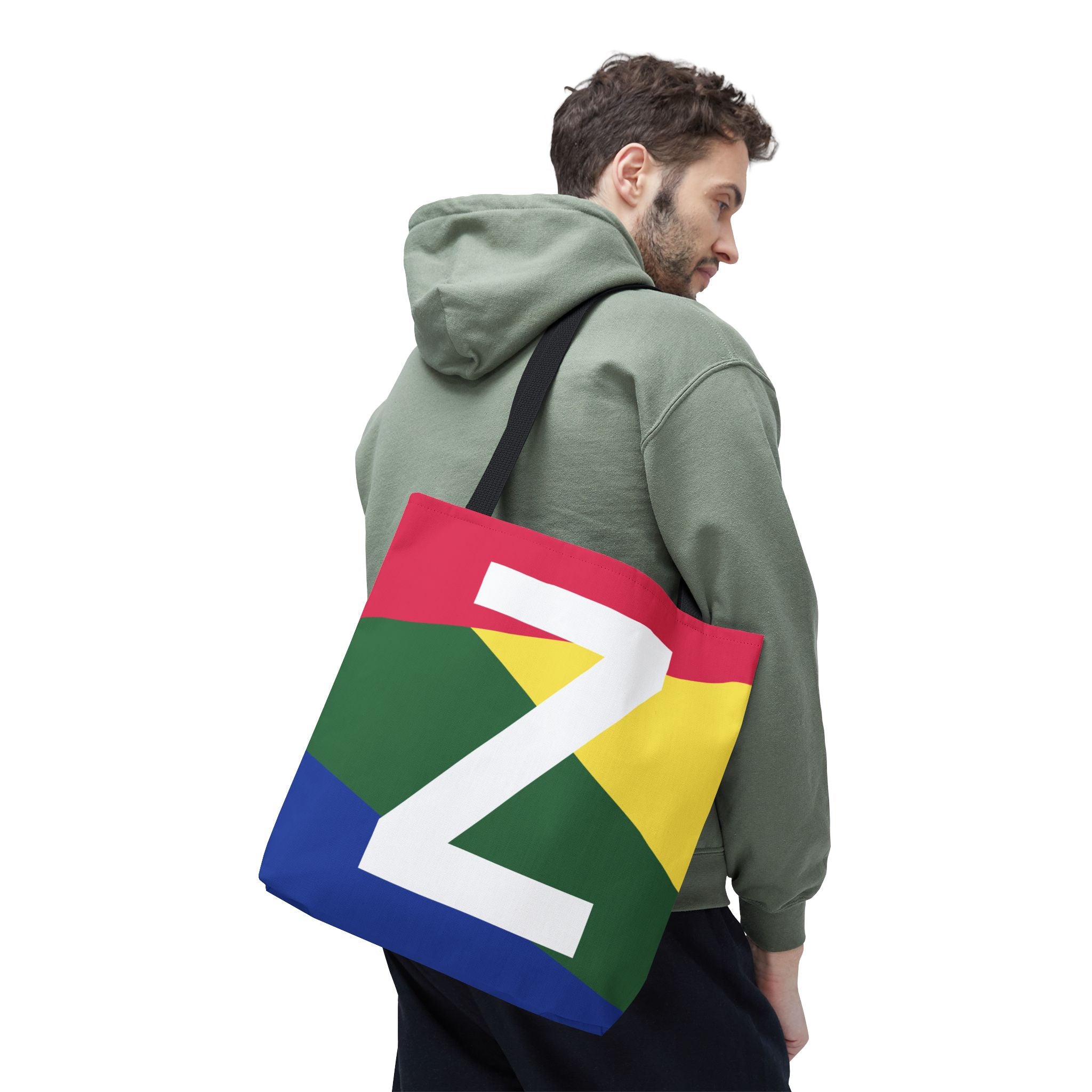 Monogram 'Z' Colorblock Tote Bag — Personalized Initial Z Shoulder Tote