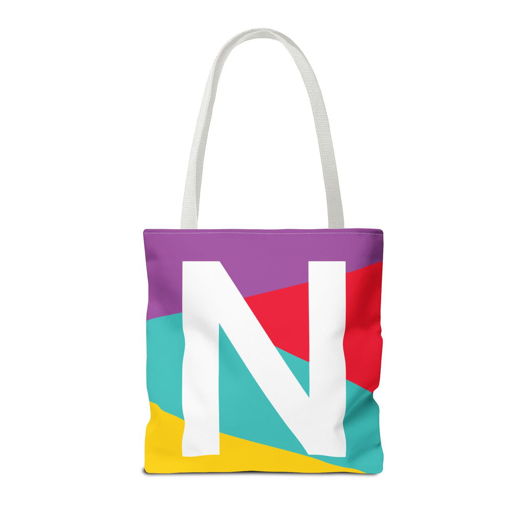 Monogram 'N' Colorblock Tote Bag — Personalized Initial N Shoulder Tote