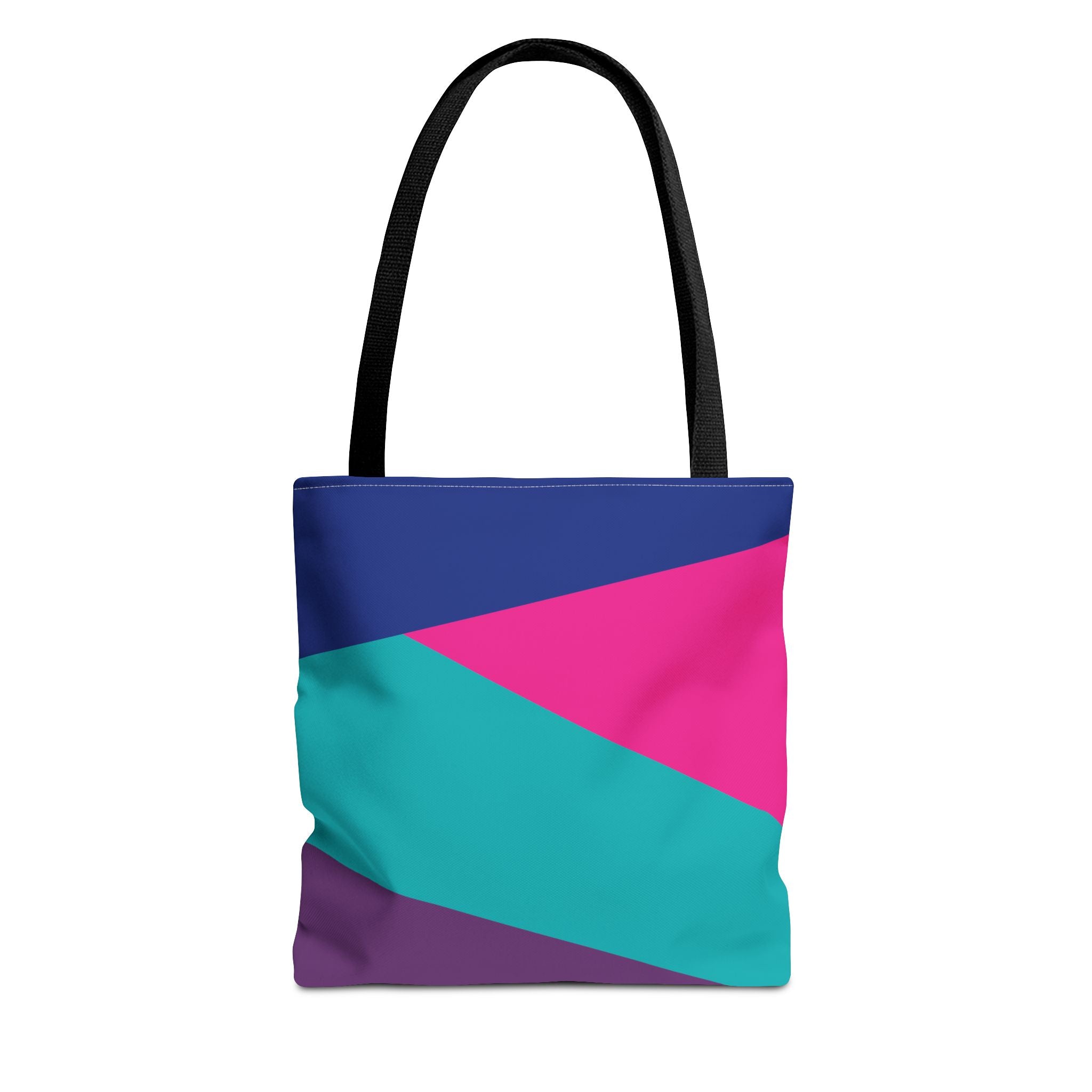 Retro 80s & 90s Inspired Color Block Tote Bag | Stylish Everyday Canvas Shoulder Bag