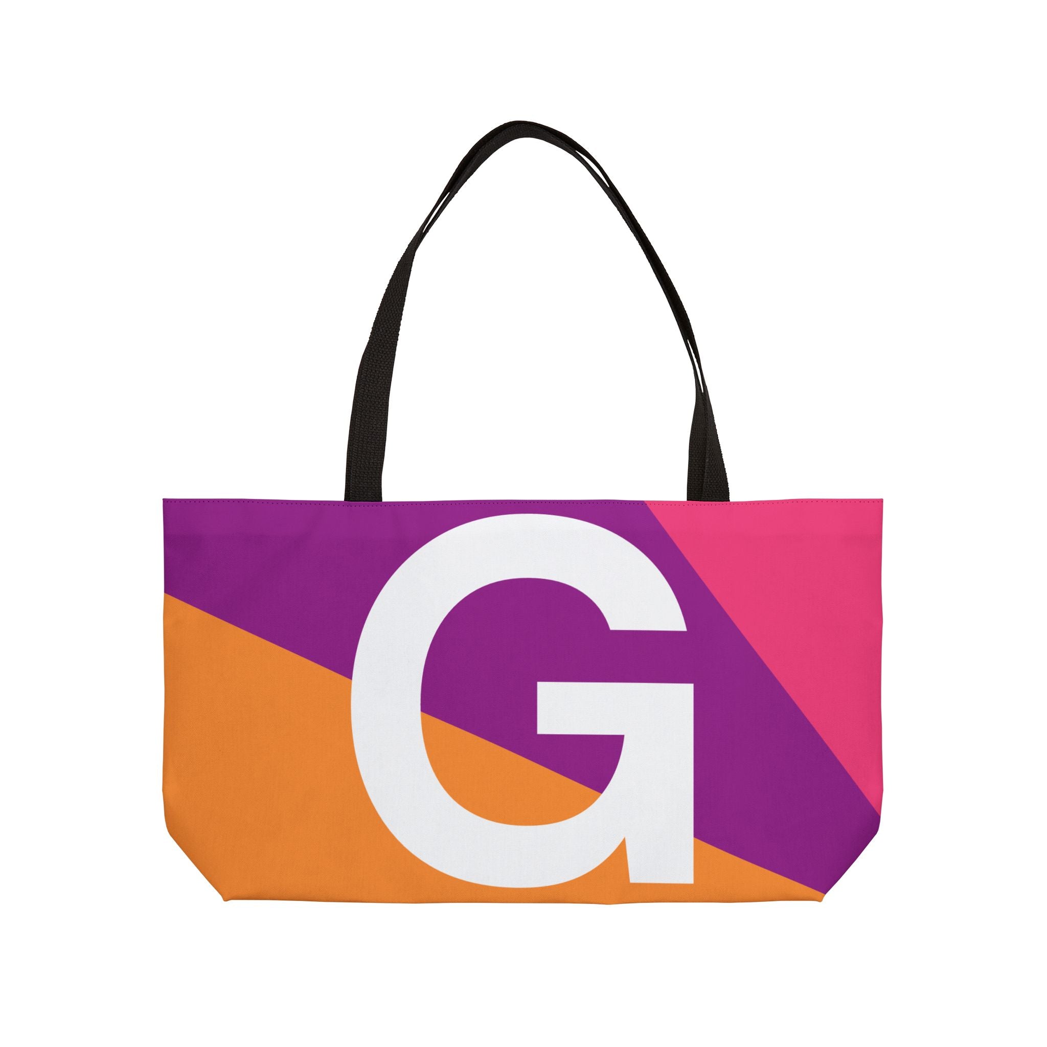 Personalized 'G' Colorblock Tote Bag — Monogram Weekender Tote