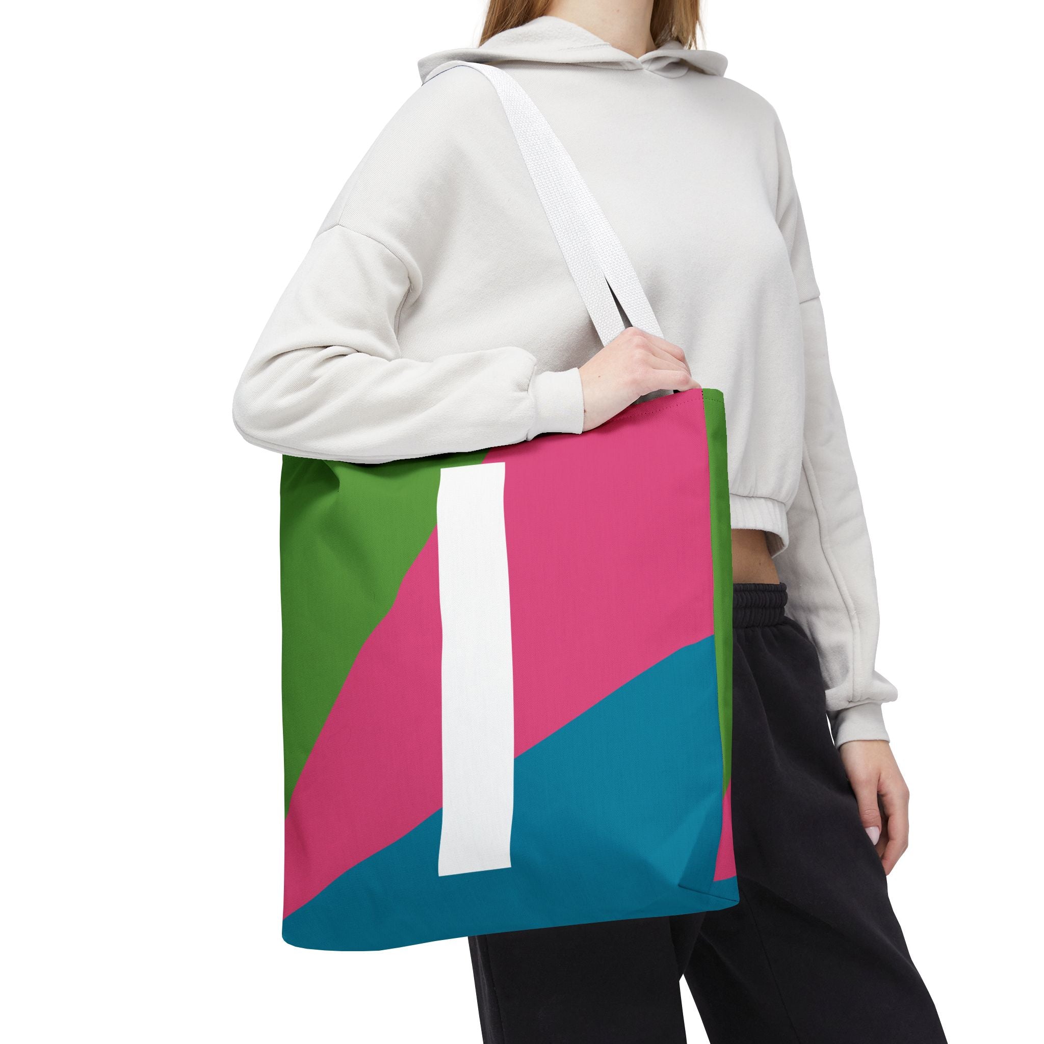 Monogram 'I' Colorblock Tote Bag — Personalized Initial I Shoulder Tote