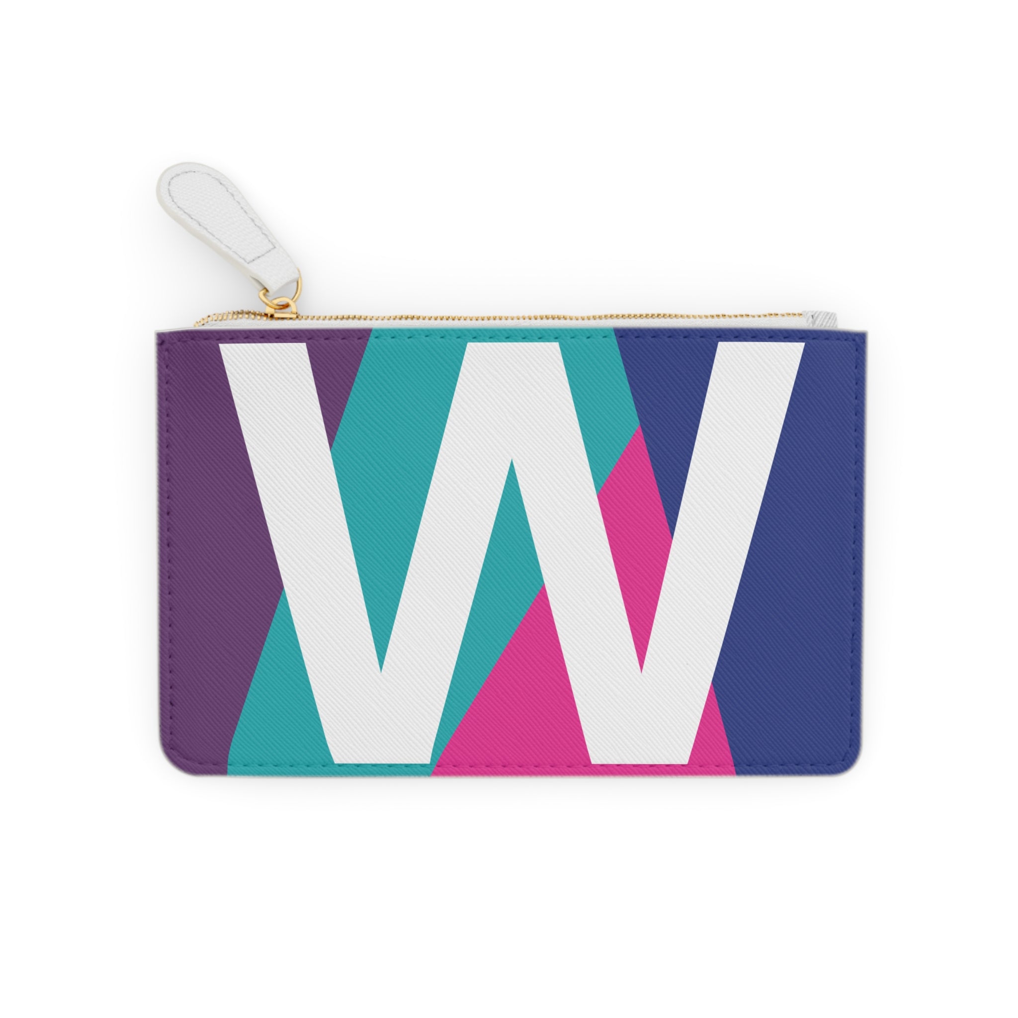 Initial W Mini Clutch — Colorblock Monogram Wristlet Wallet